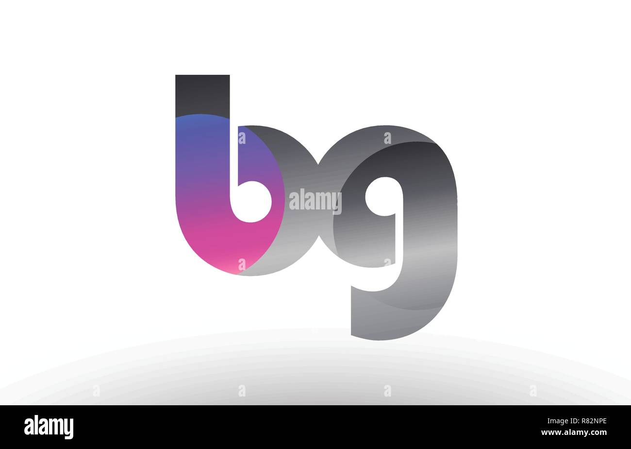 Design of alphabet letter combination bg b g silver grey metal metallic ...