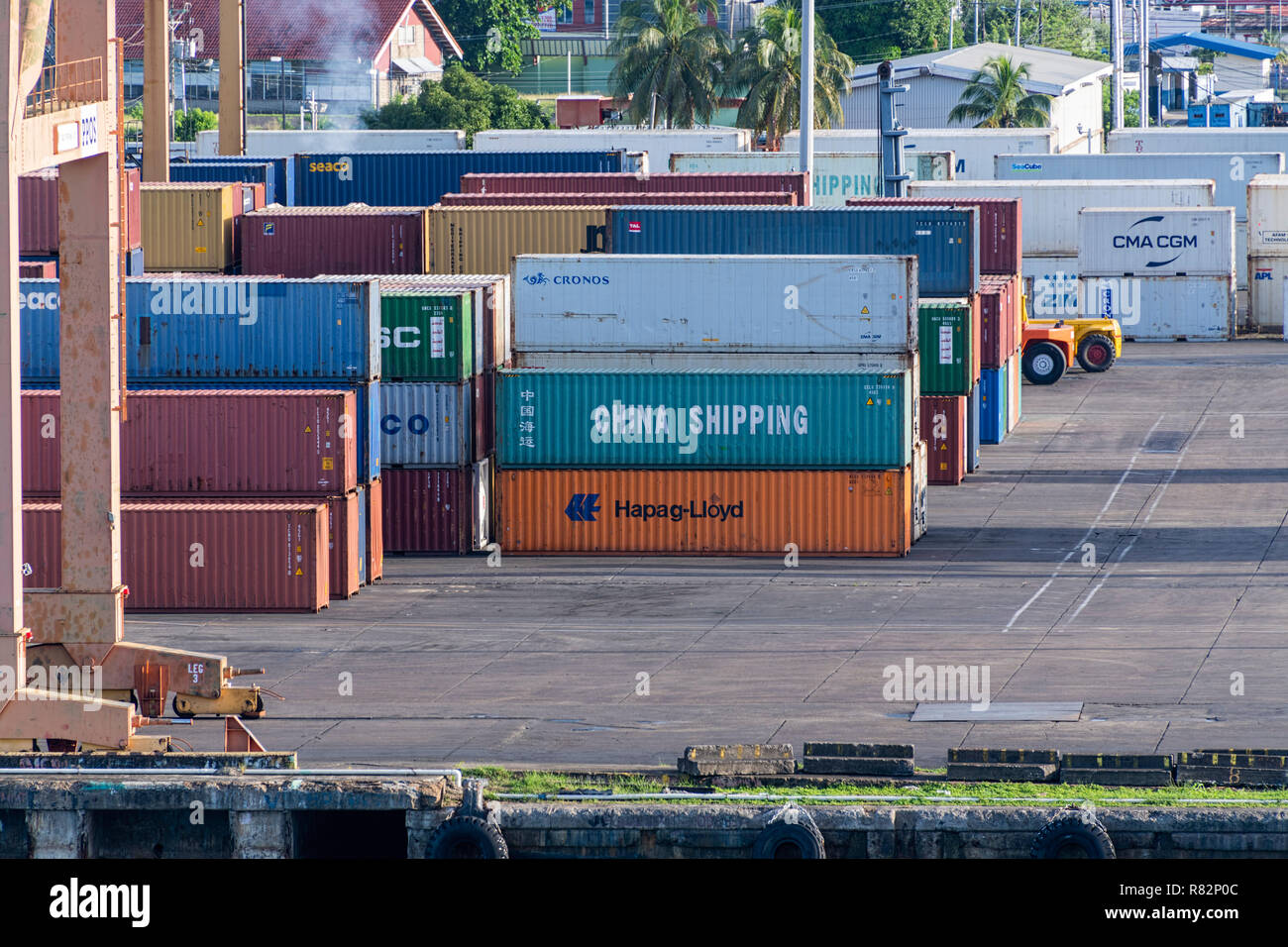 Shipping containers Port of Spain Trinidad & Tobago Stock Photo