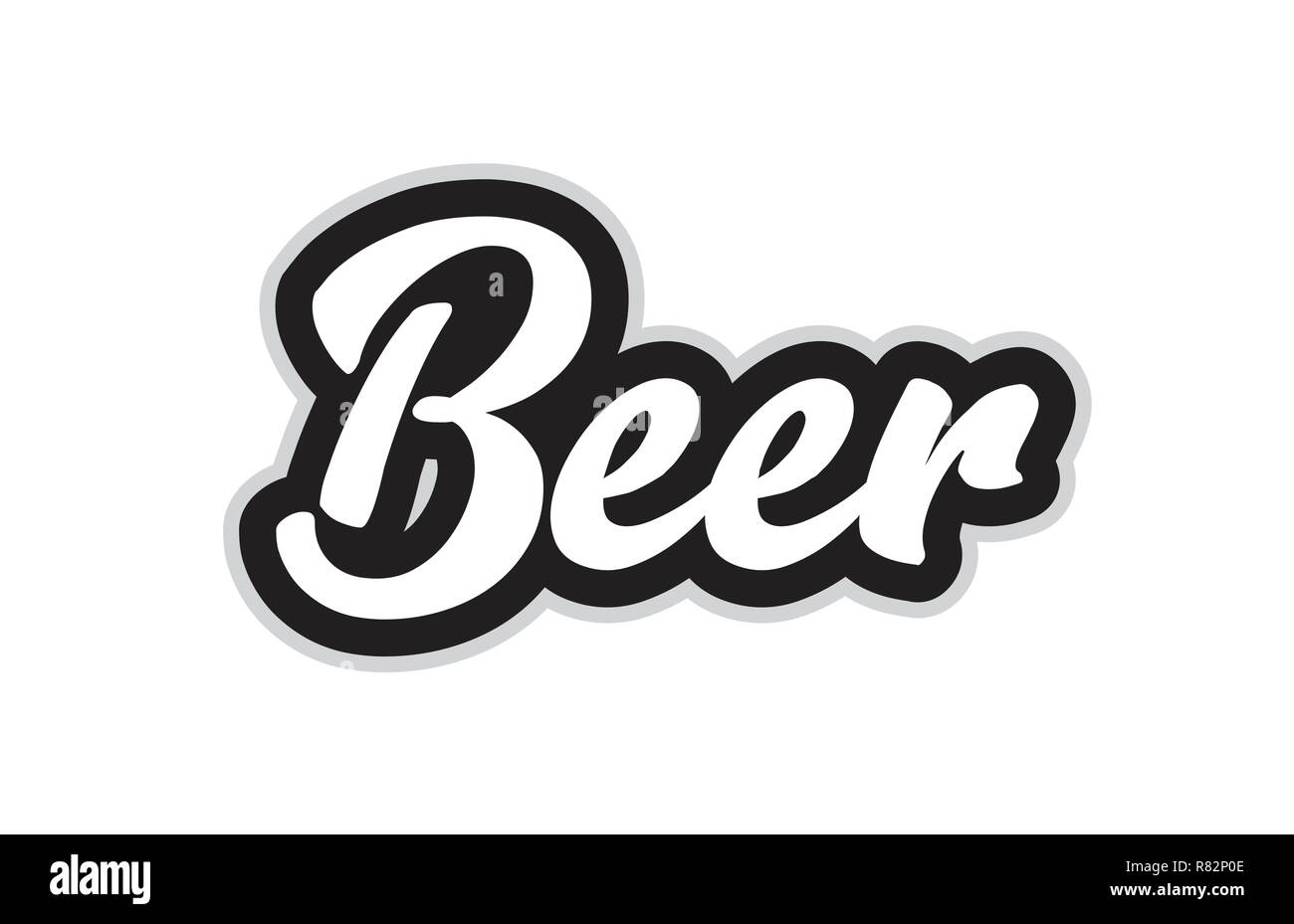 beer hand written word text for typography design in black and white