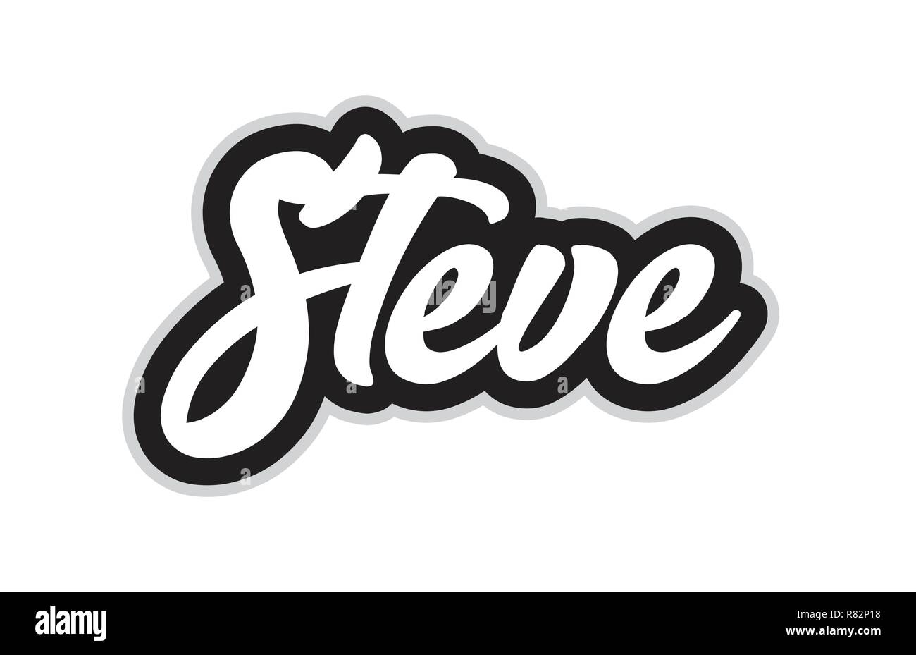 Steve Hand Written Word Text For Typography Design In Black
