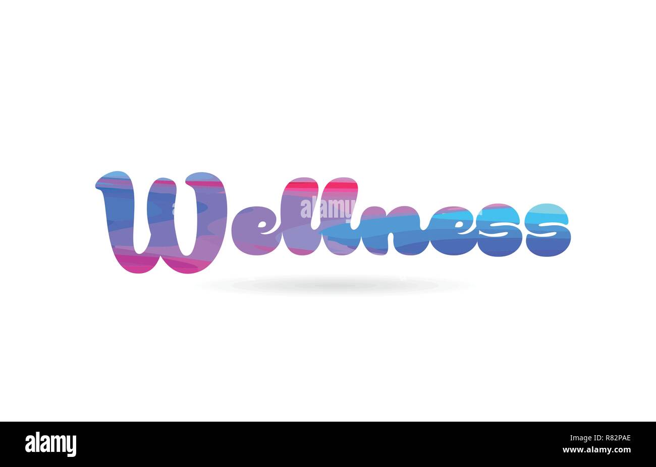 wellness word with pink blue color suitable for card icon or typography logo design Stock Vector