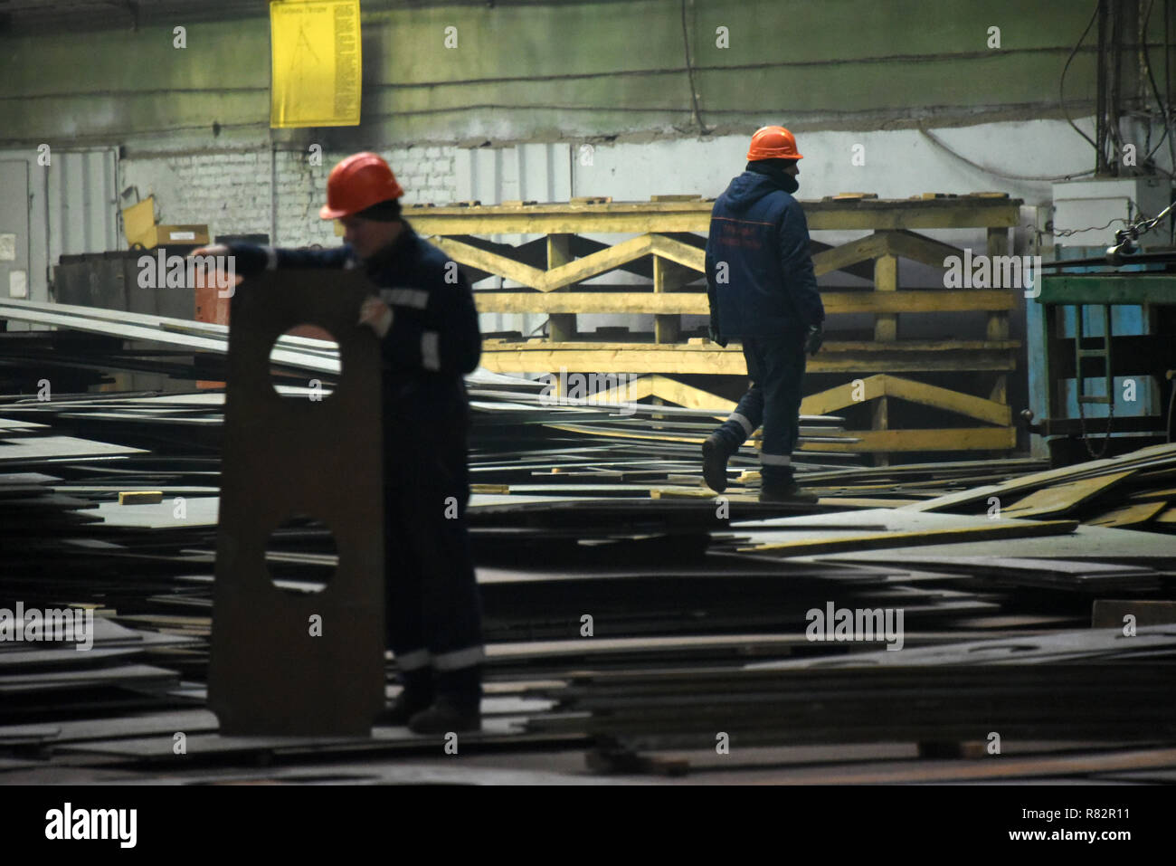 Ship building at the Russian shipyard "LOTOS" in Astrakhan, Russia. Stock Photo
