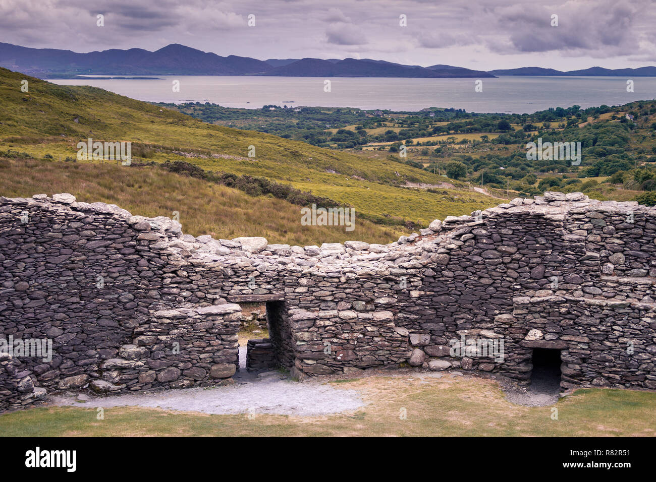 Staigue stone fort, a defensive stronghold built during the iron Age in Sneem, Ireland Stock Photo