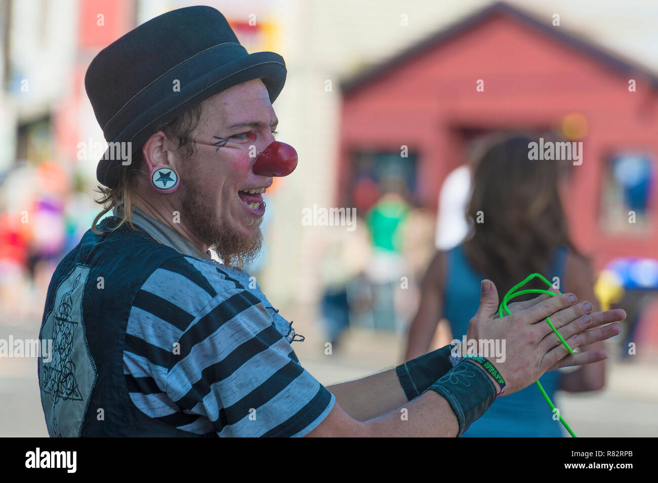 Portland, Oregon, USA -  August 17, 2014:  Street musicians and venders at Hawthorn Street Fair in Portland, Oregon Stock Photo