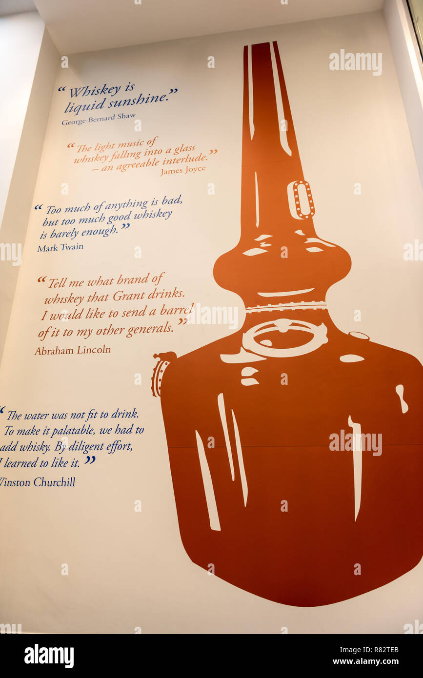 Pearse Lyons Distillery famous quotations on the lobby wall, St. James, Dublin Stock Photo