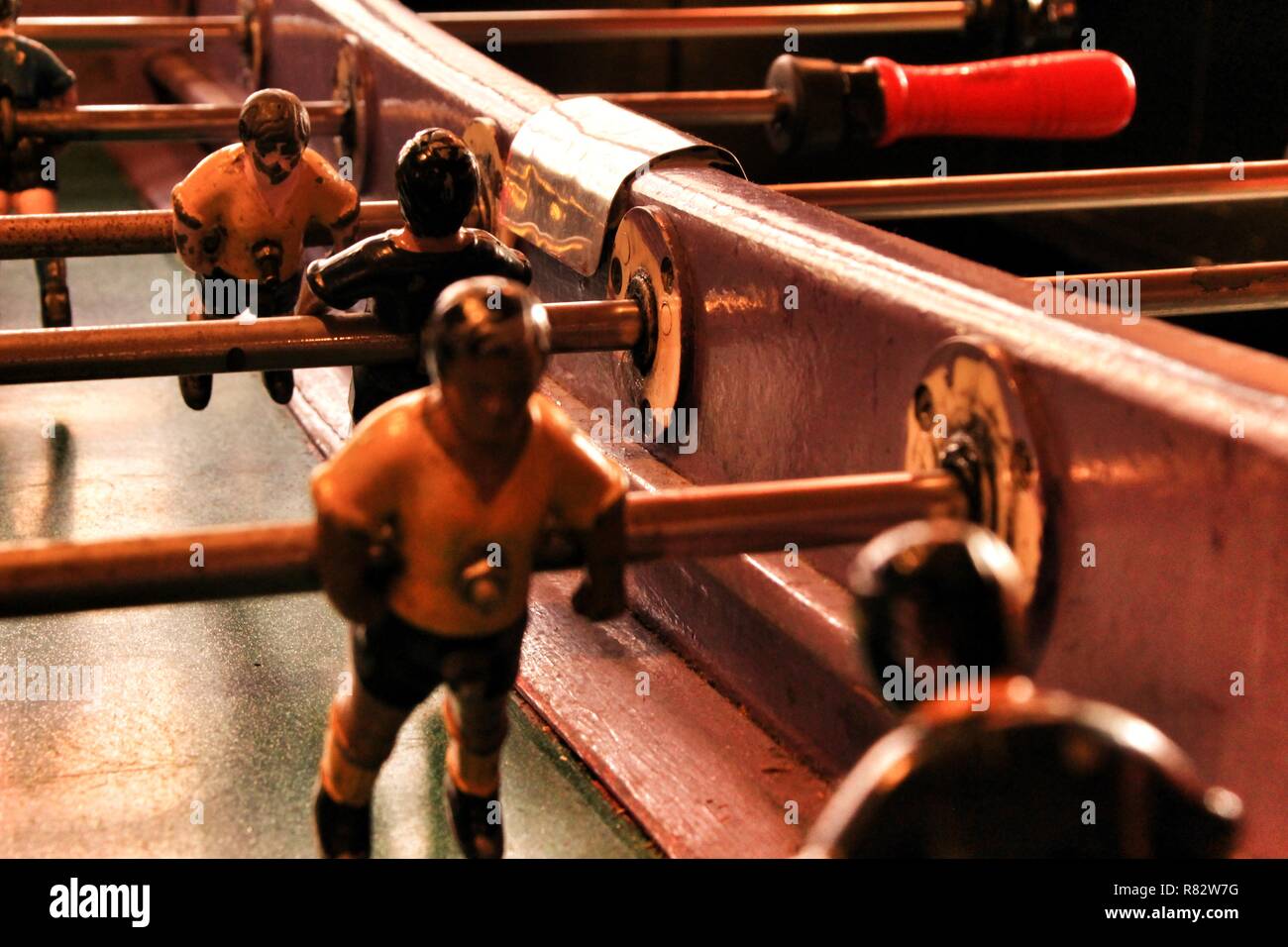Old foosball table in a bar in Spain Stock Photo Alamy