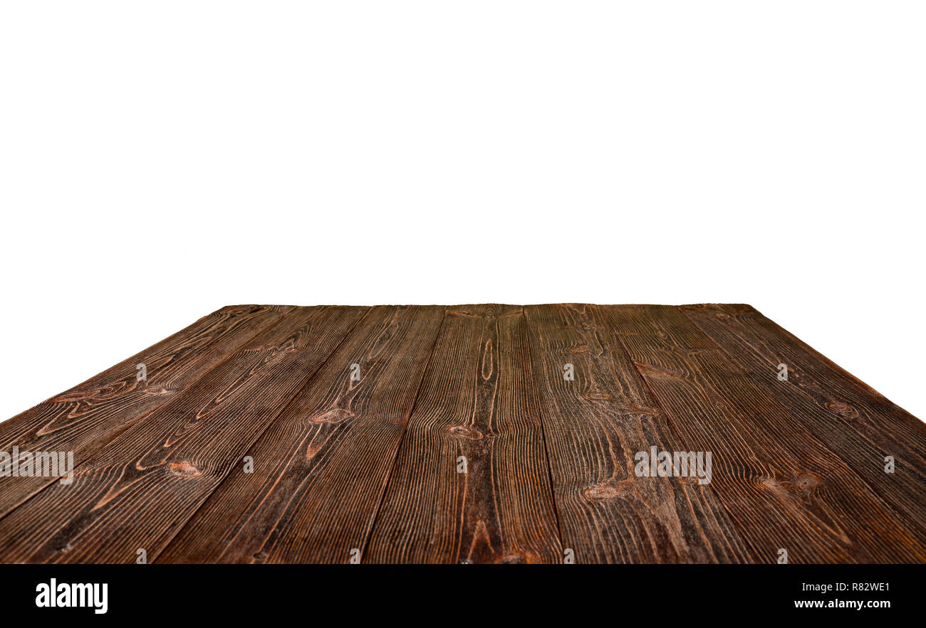 Brown wooden table isolated on white background Stock Photo - Alamy