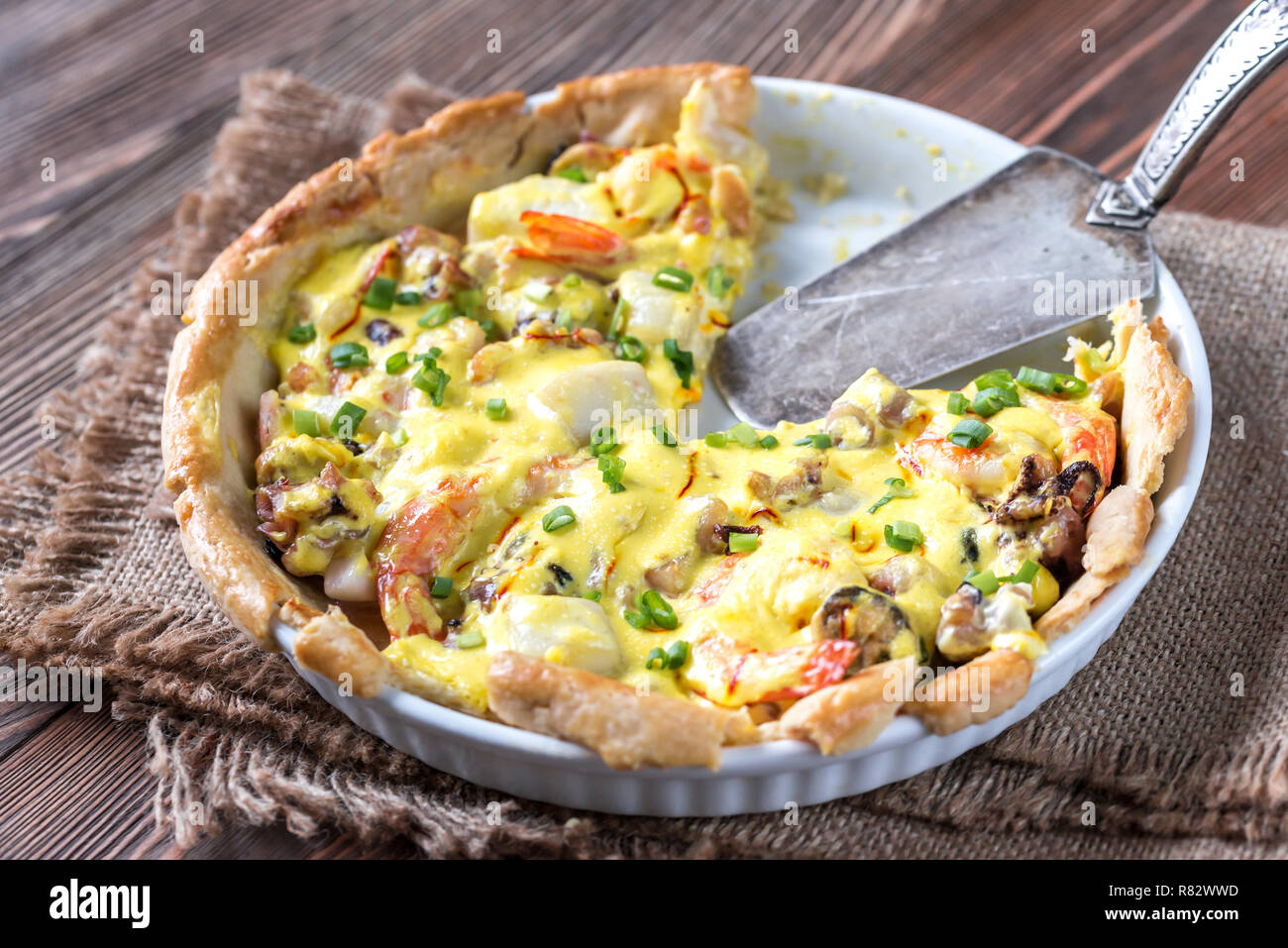 Seafood pie with saffron cream sauce Stock Photo Alamy