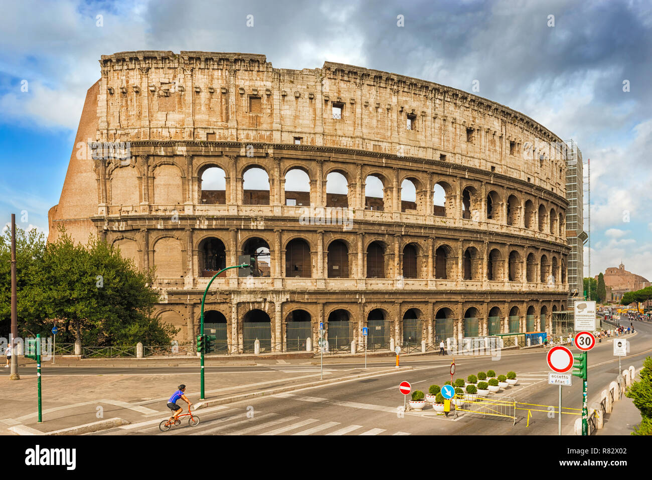 Rome, Italy - September 1, 2014: Part of the Flavian Amphitheatre known as the Coliseum. it is one of the main tourist attractions of the city of Rome Stock Photo