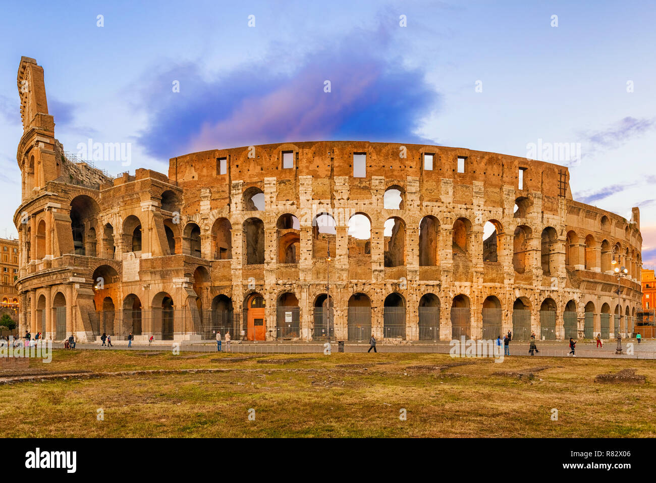 Rome, Italy - September 1, 2014: Part of the Flavian Amphitheatre known as the Coliseum. it is one of the main tourist attractions of the city of Rome Stock Photo