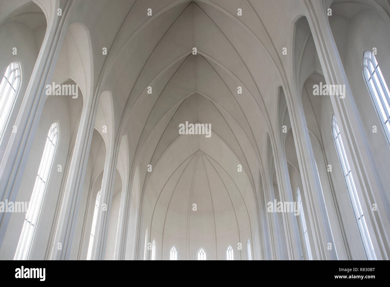 Inside Hallgrimskirkja Cathedral, Reykjavik, Iceland Stock Photo