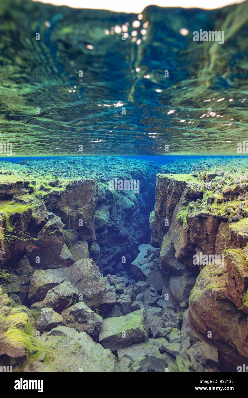 Underwater, Silfra, Thingvellir National Park, Iceland Stock Photo