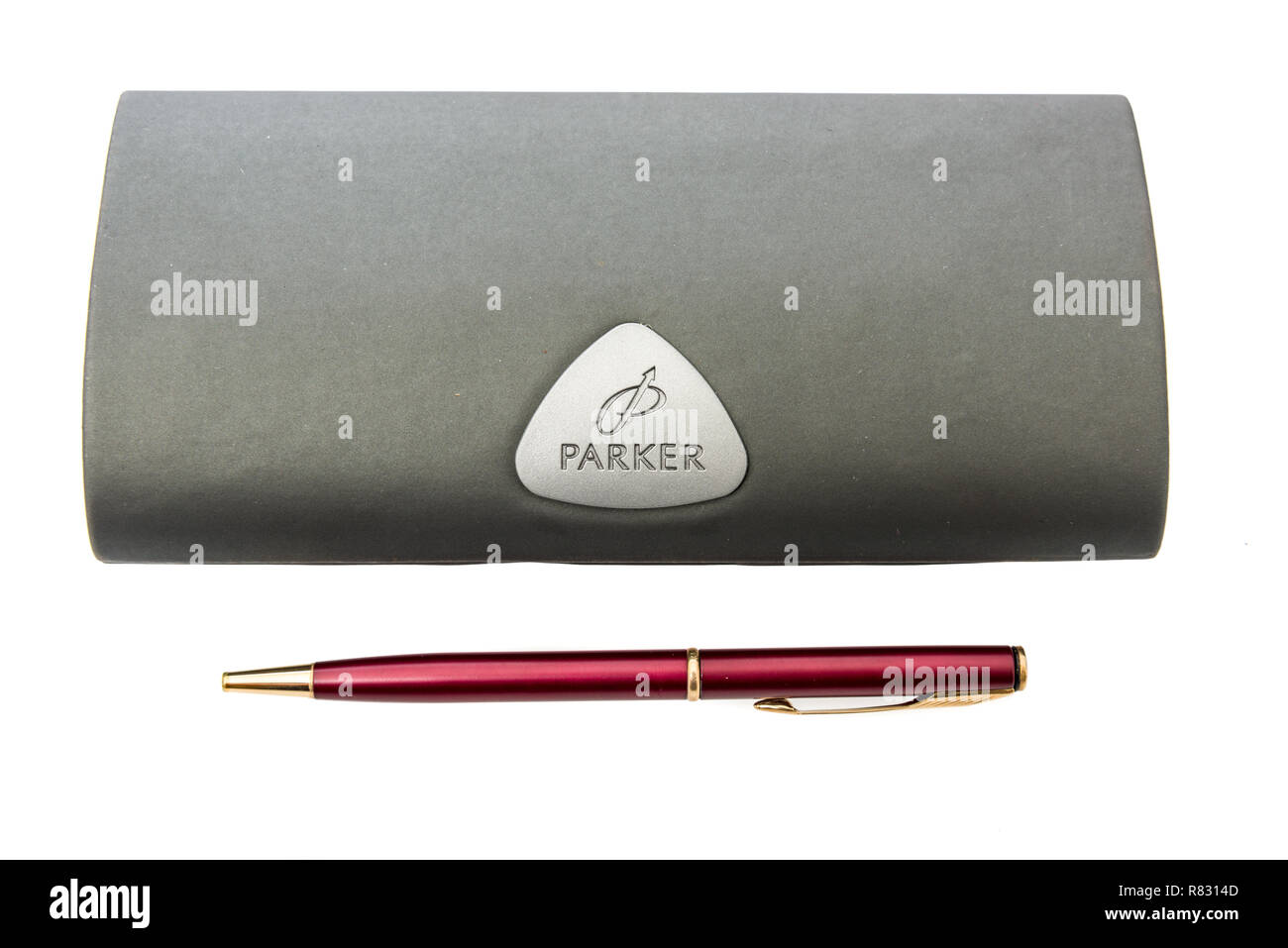 Winneconne, WI - 10 December 2018: A package of a Parker pen with case on an isolated background. Stock Photo