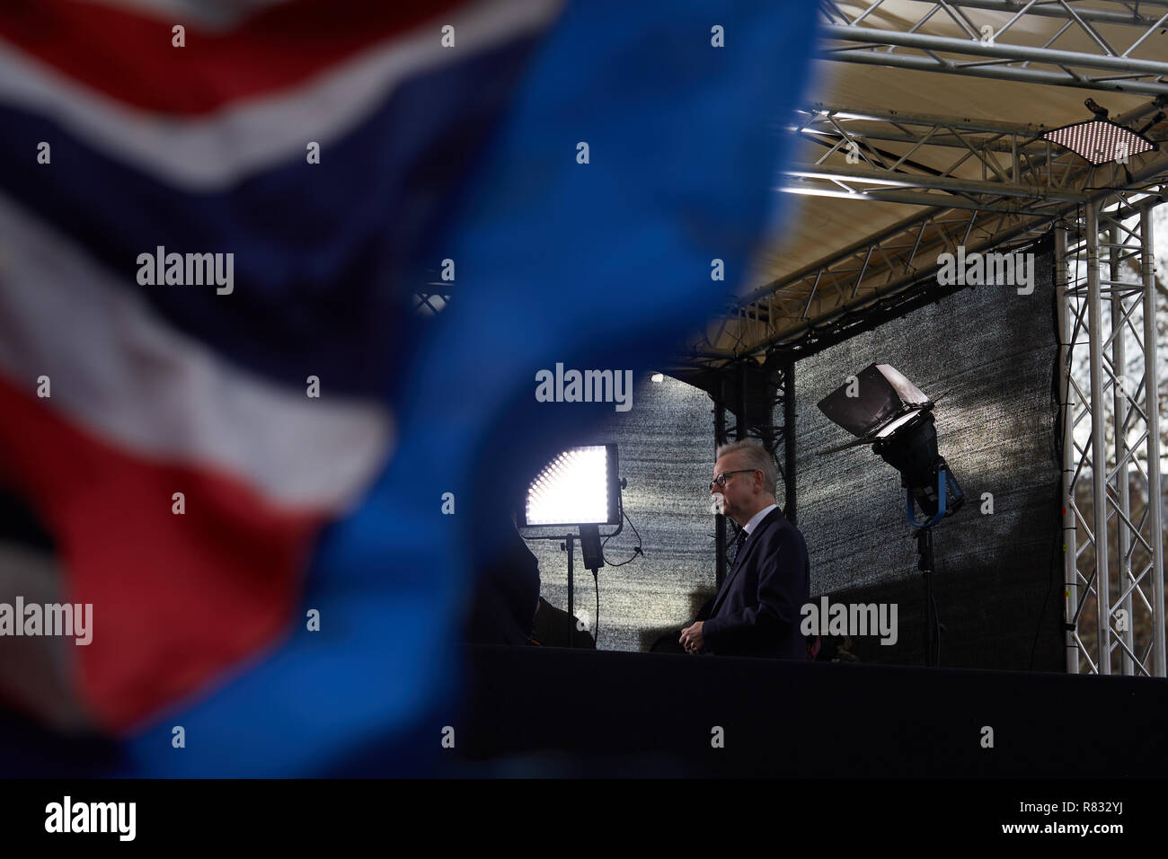 London, UK. - 12th December 2018: Michael Gove, British politician of the Conservative Party being interviewed by media during a day when party members try to oust Theresa May as leader. Credit: Kevin J. Frost/Alamy Live News Stock Photo