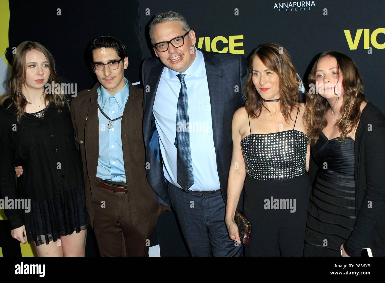 Adam McKay, family at arrivals for VICE Premiere, Samuel Goldwyn Theater at AMPAS, Los Angeles, CA December 11, 2018. Photo By: Priscilla Grant/Everett Collection Stock Photo