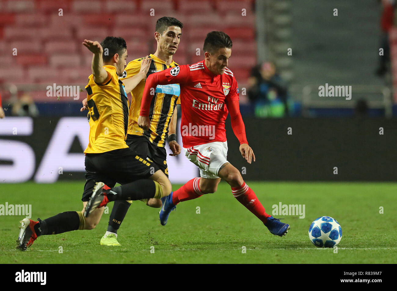 Lisbon, Portugal. 12th Dec, 2018. Franco Cervi of SL Benfica in action during the UEFA Champions League 2018/19 football match between SL Benfica vs AEK Athens F.C. Credit: David Martins/SOPA Images/ZUMA Wire/Alamy Live News Stock Photo