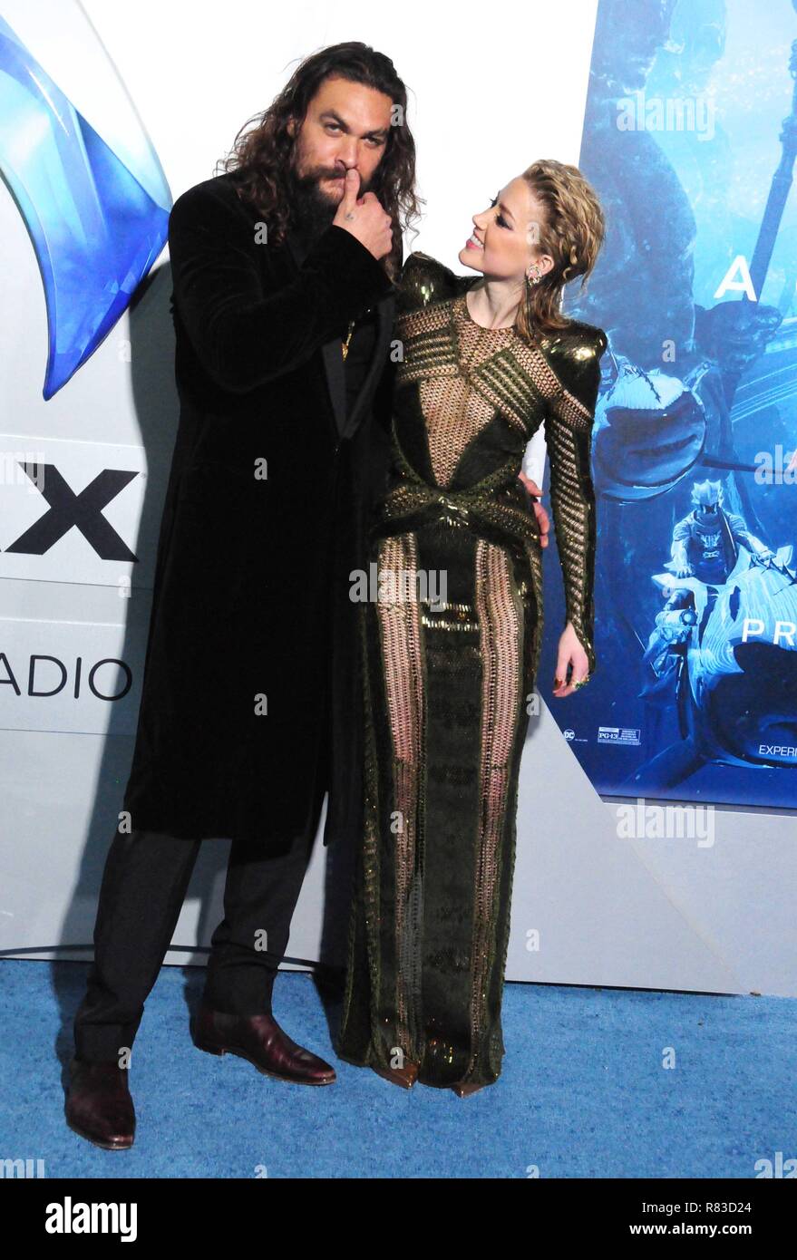 Los Angeles Usa 12th Dec 18 Actor Jason Momoa And Actress Amber Heard Attend The Premiere Of Warner Bros Pictures Aquaman On December 12 18 At Tcl Chinese Theatre In Hollywood California