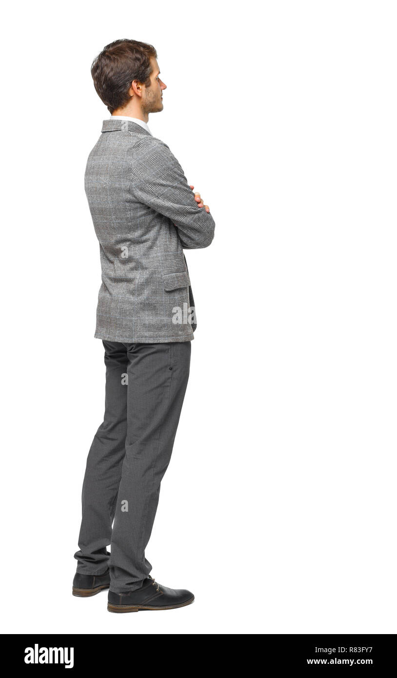 Side view of Business man looks. Rear view people collection. backside view  of person. Isolated over white background. A young guy in a suit with Stock  Photo - Alamy