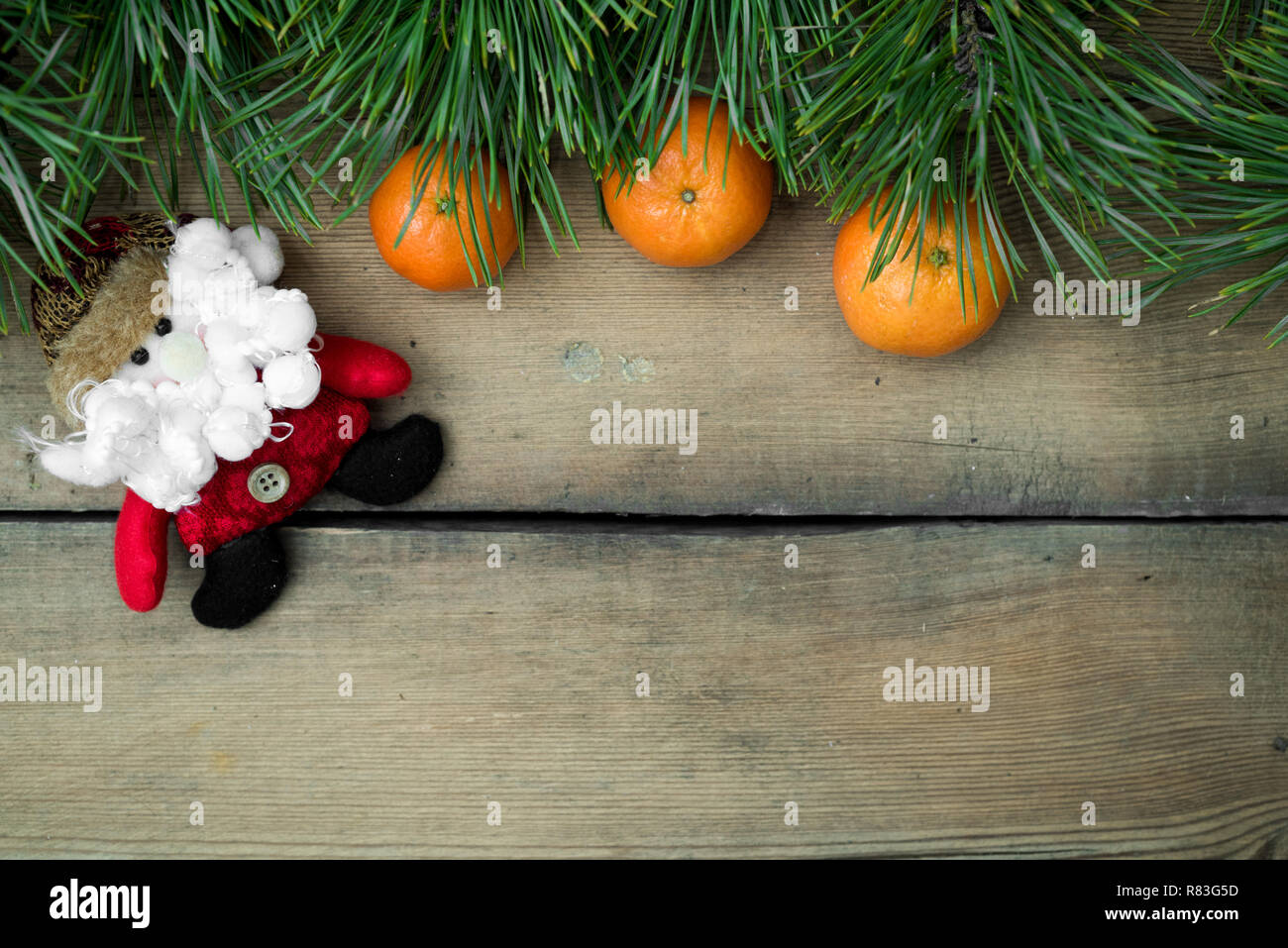 Christmas background 2018, 2019 of decorations on the board Stock Photo