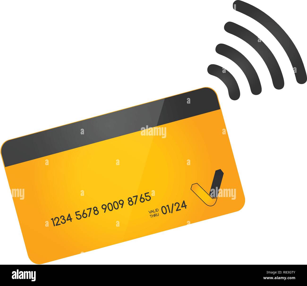 NFC Payment. Pos terminal confirms contactless payment from credit card