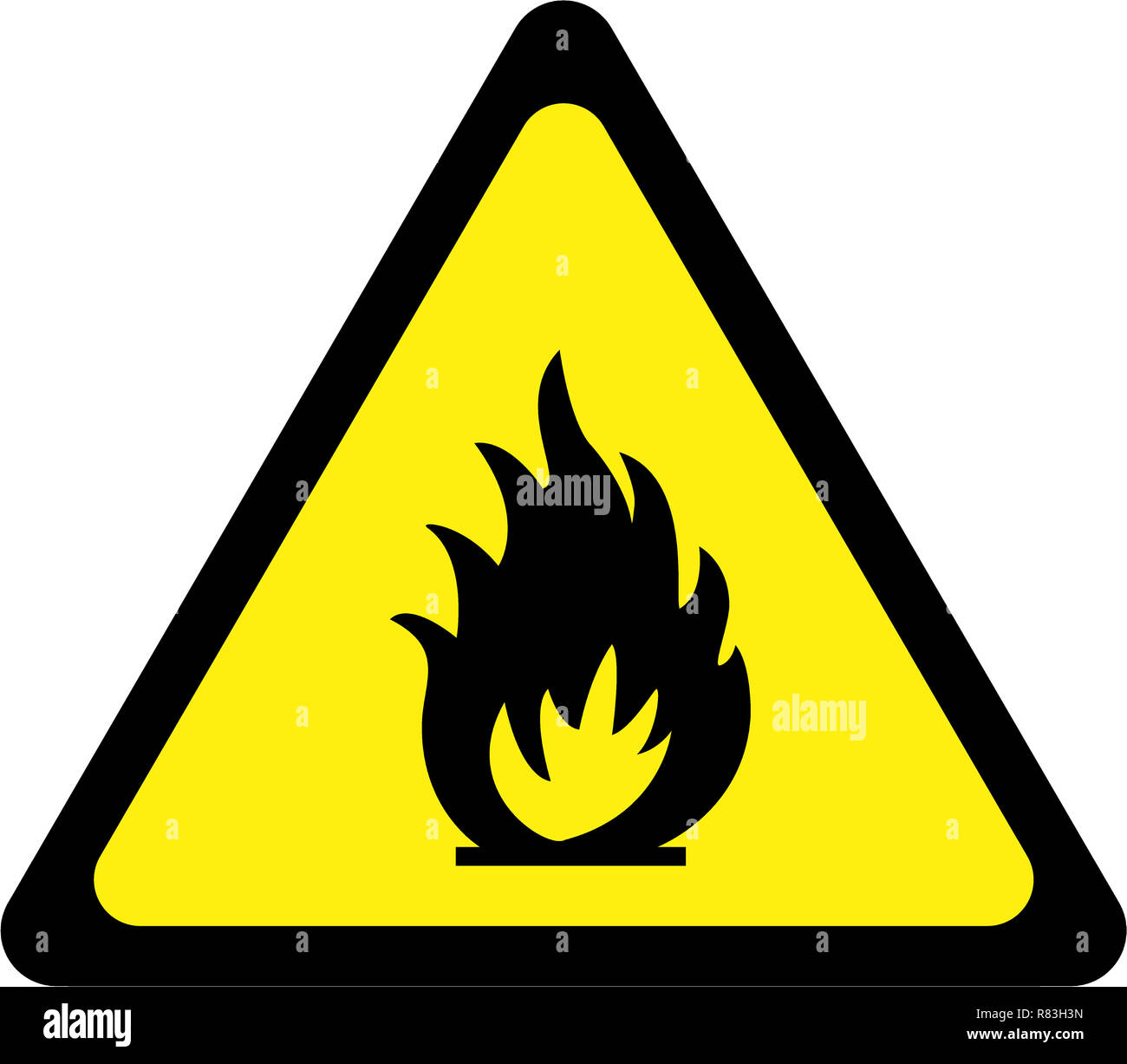 Warning sign with fire symbol Stock Photo