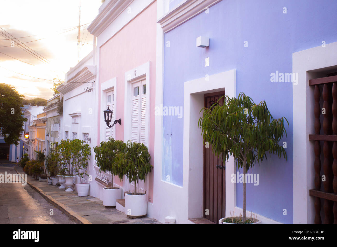 Old San Juan Puerto Rico View of architecture along narrow street Stock ...