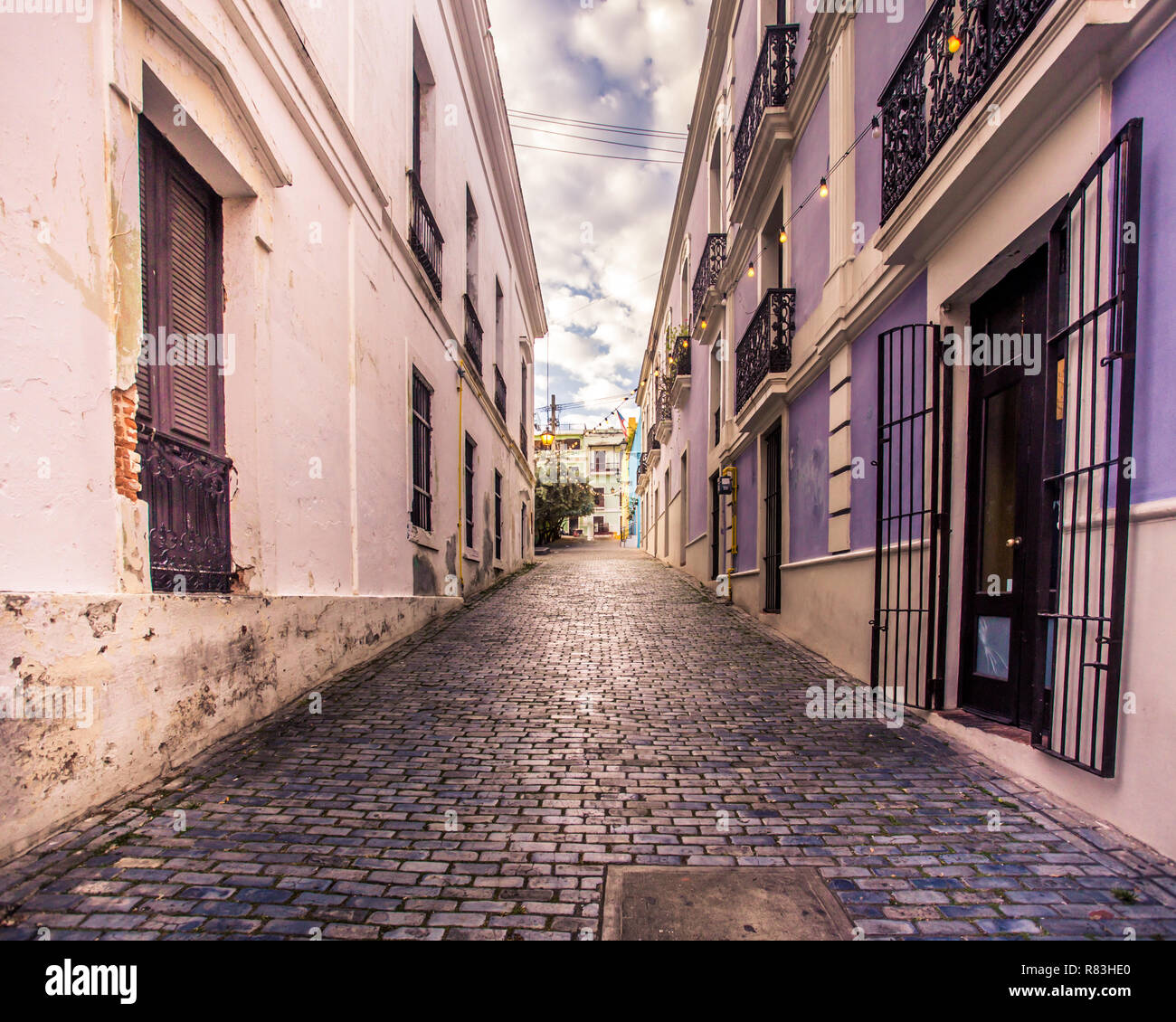 Old San Juan Puerto Rico View of architecture along narrow street Stock ...