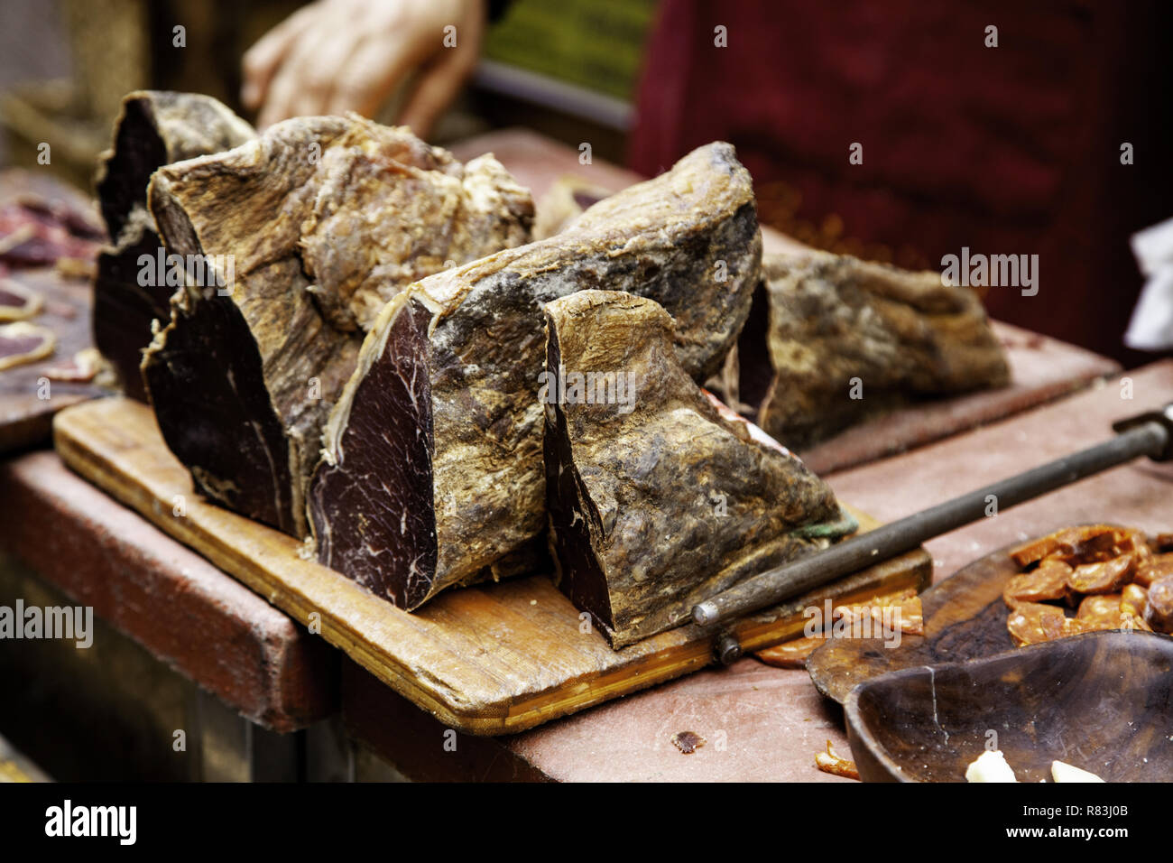 Dry meat sausage, food detail, food preservation Stock Photo Alamy