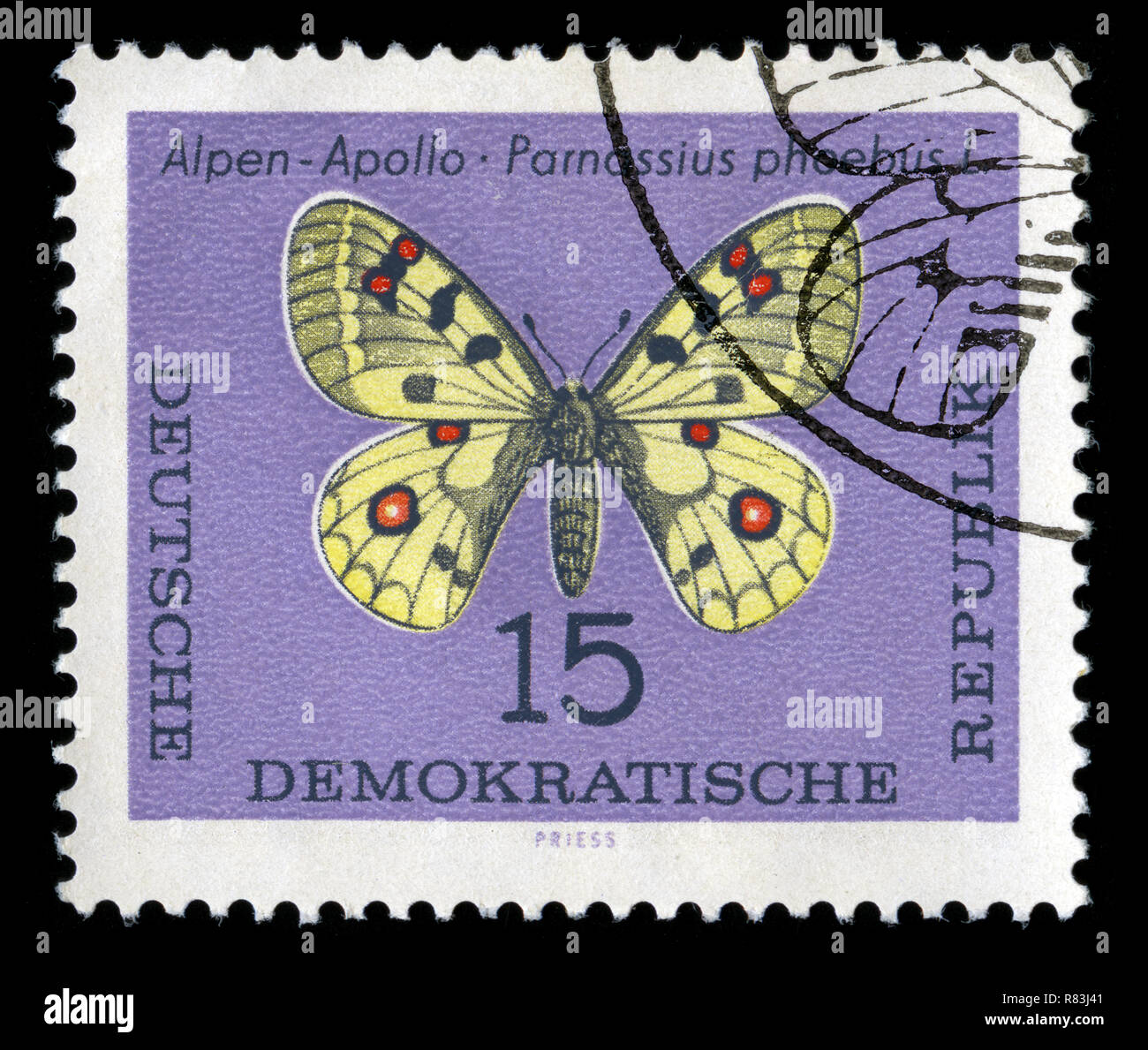 Postmarked stamp from the East Germany in the Butterflies series issued in 1964 Stock Photo