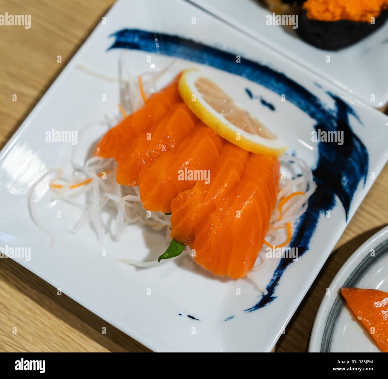 salmon sashimi, japanese style food Stock Photo - Alamy