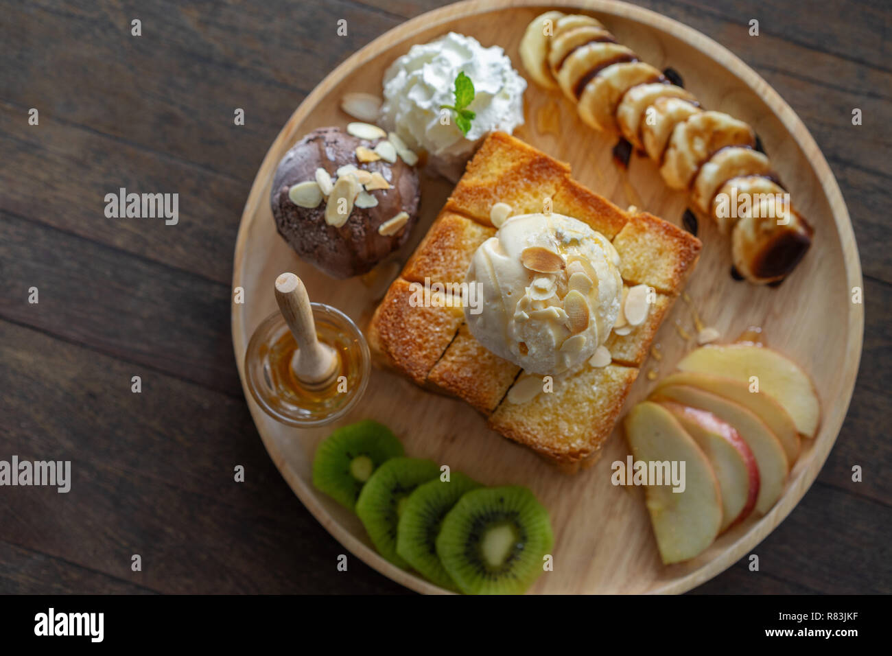 honey toast, sweet dessert in the cafe Stock Photo
