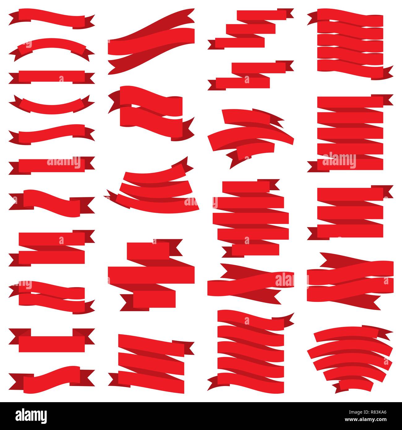 Diagonal Red Ribbon Vector Set decoration vector vectors hi-res stock photography and images - Alamy