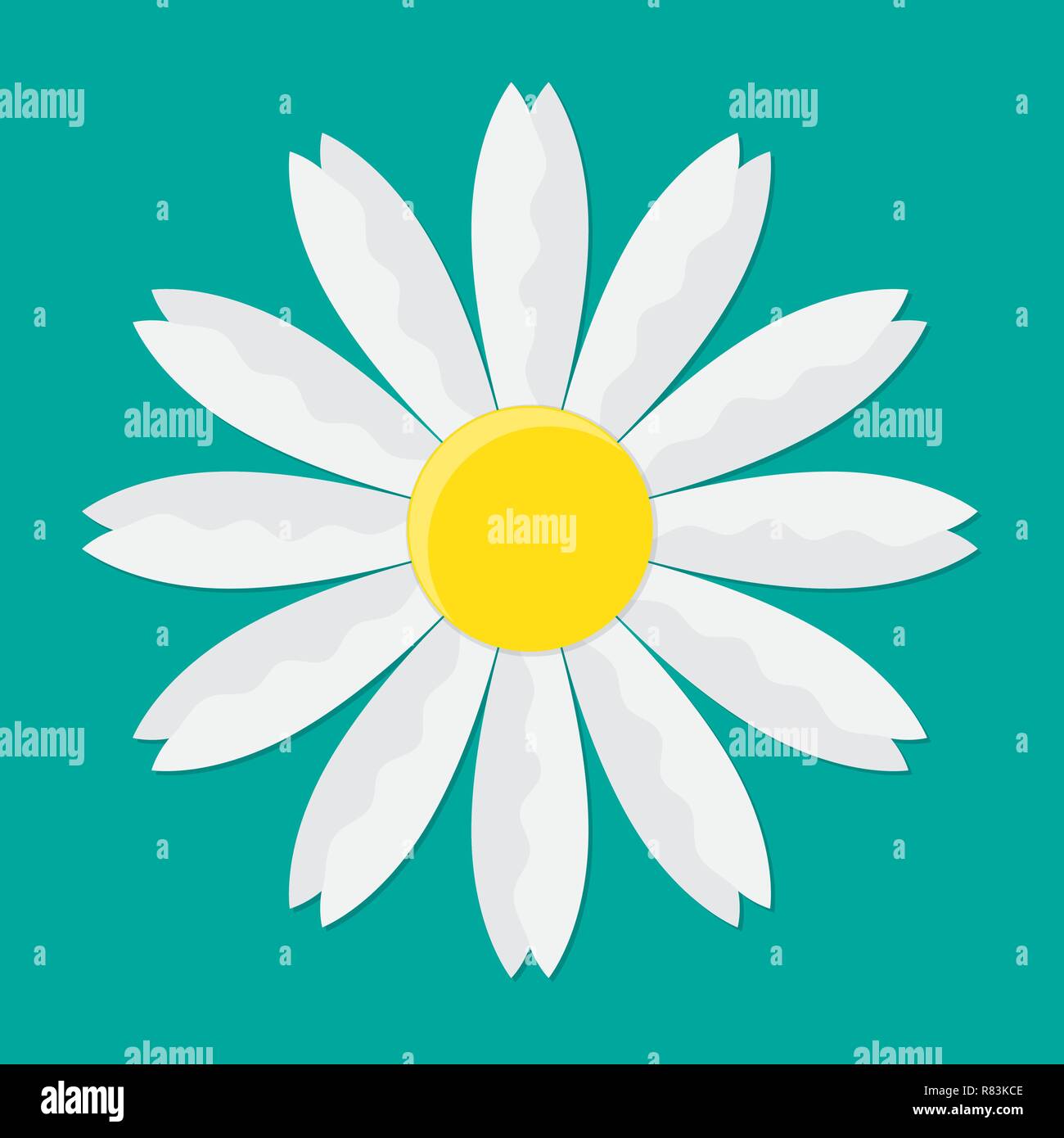 White daisy chamomile icon. Vector illustration. Cute flower in flat style. Stock Vector