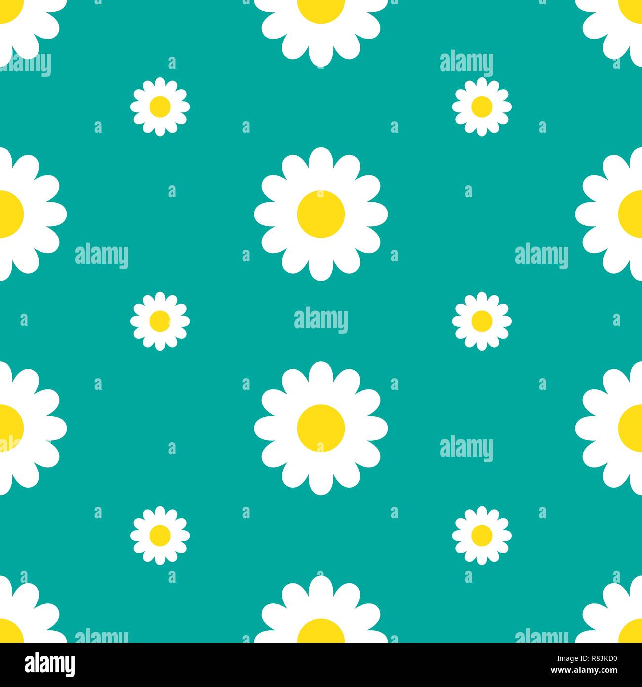 Seamless floral pattern with chamomile. Vector illustration. Cute ...