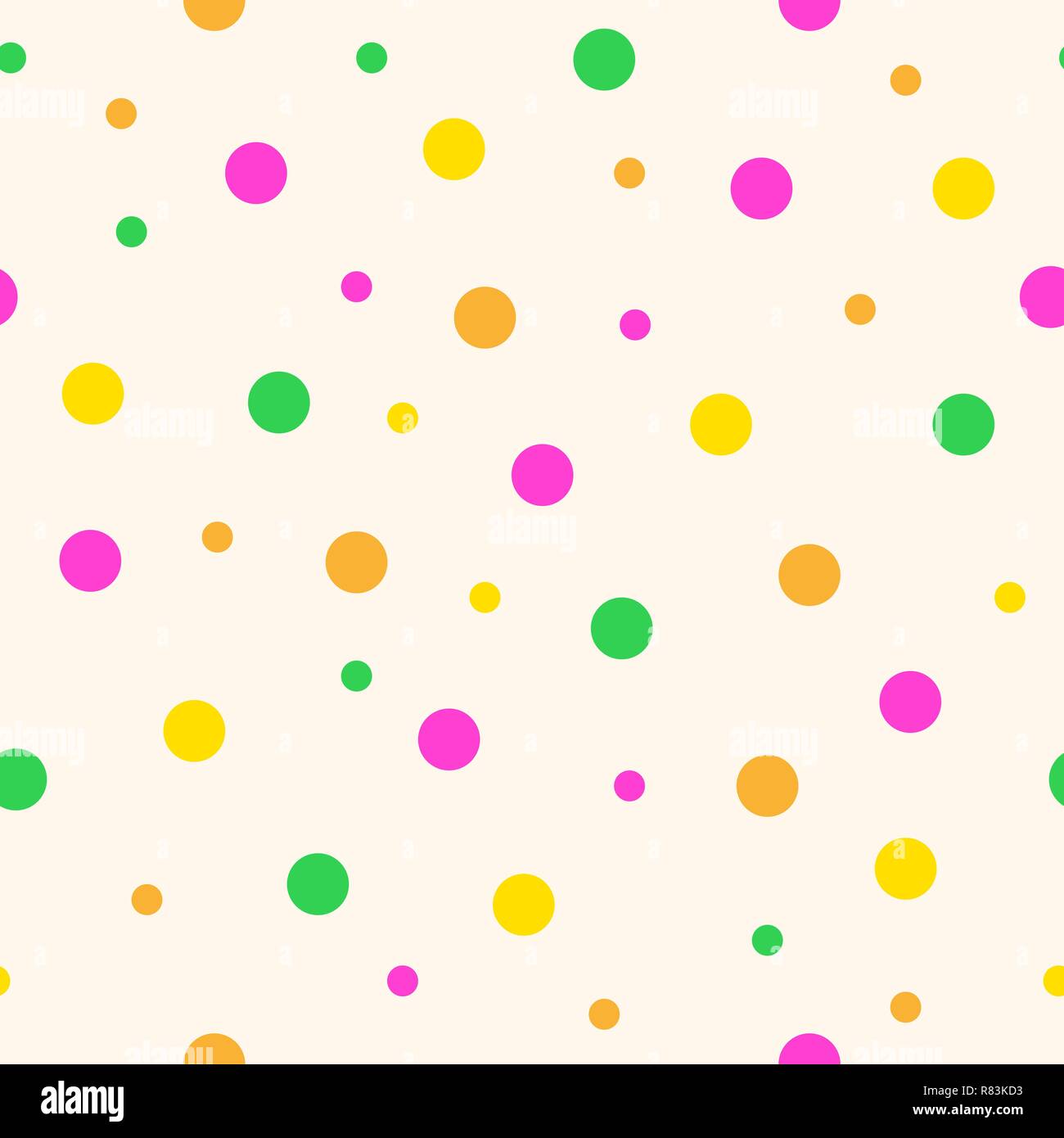 Seamless pattern with colorful circles. Vector illustration. Chaotic pattern with circles in flat style. Stock Vector