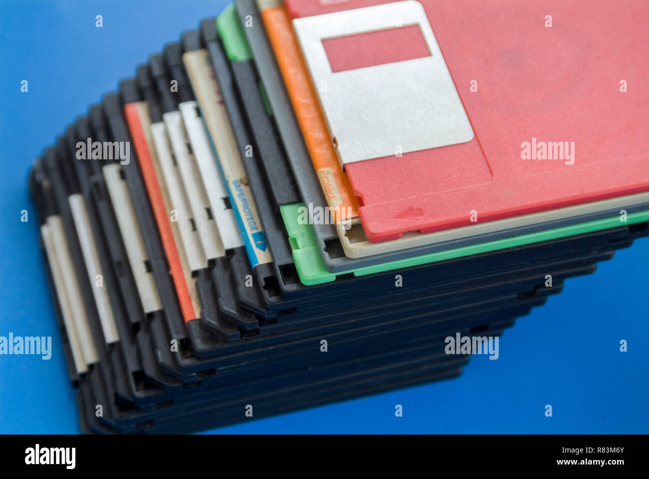 floppy disk 3.5 inch past computer storage Stock Photo