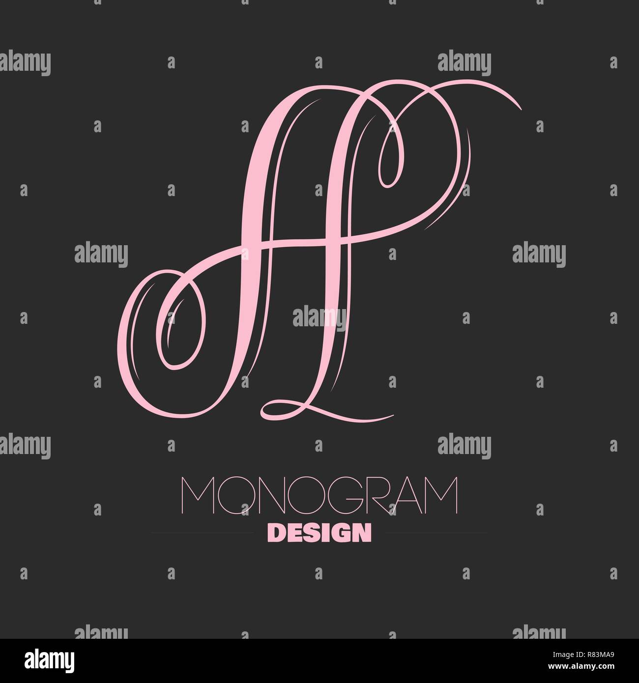 Beautiful copperplate letter A calligraphy monogram design Stock Vector