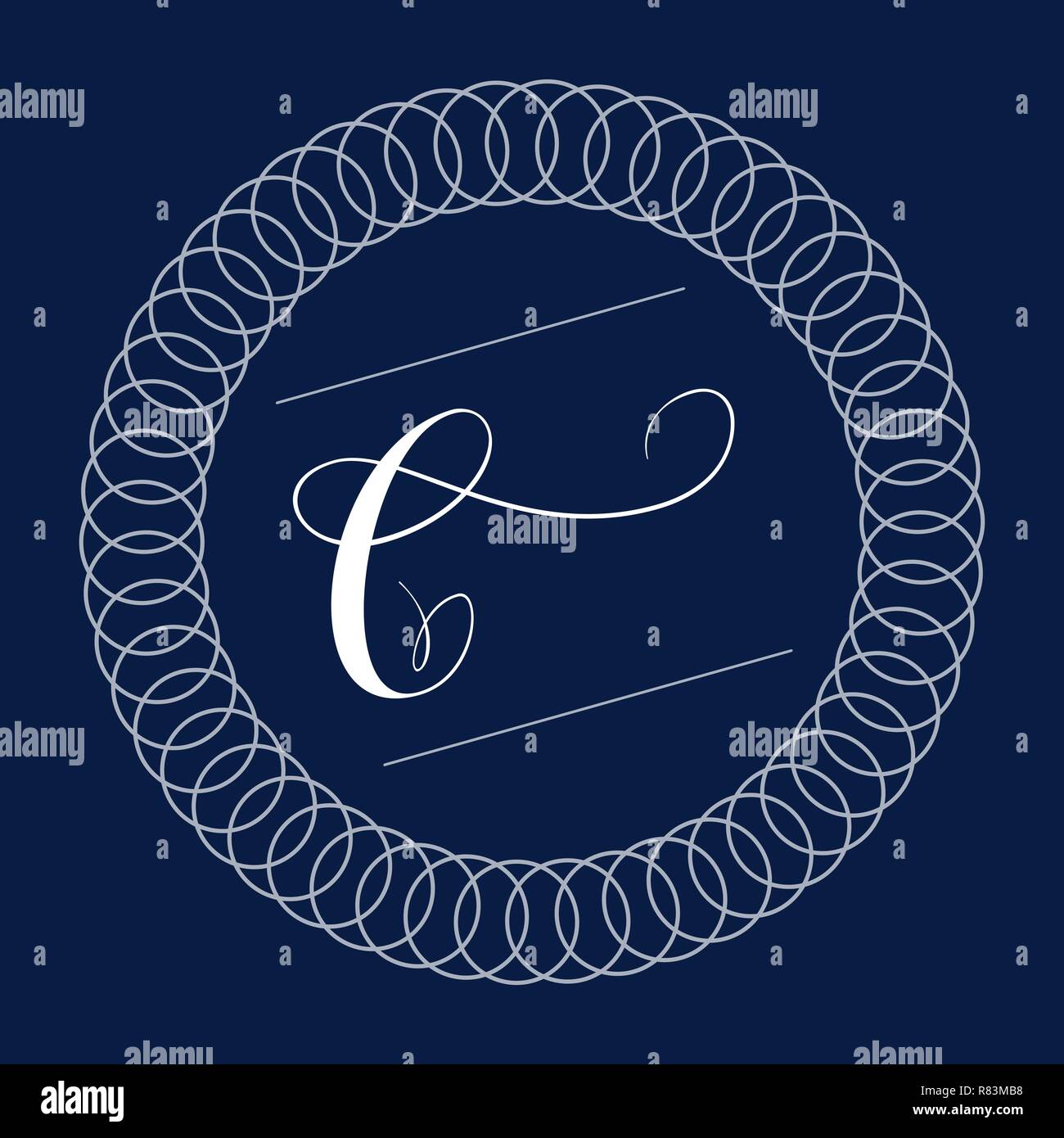 Letter C - hand lettering design in copperplate style Stock Vector