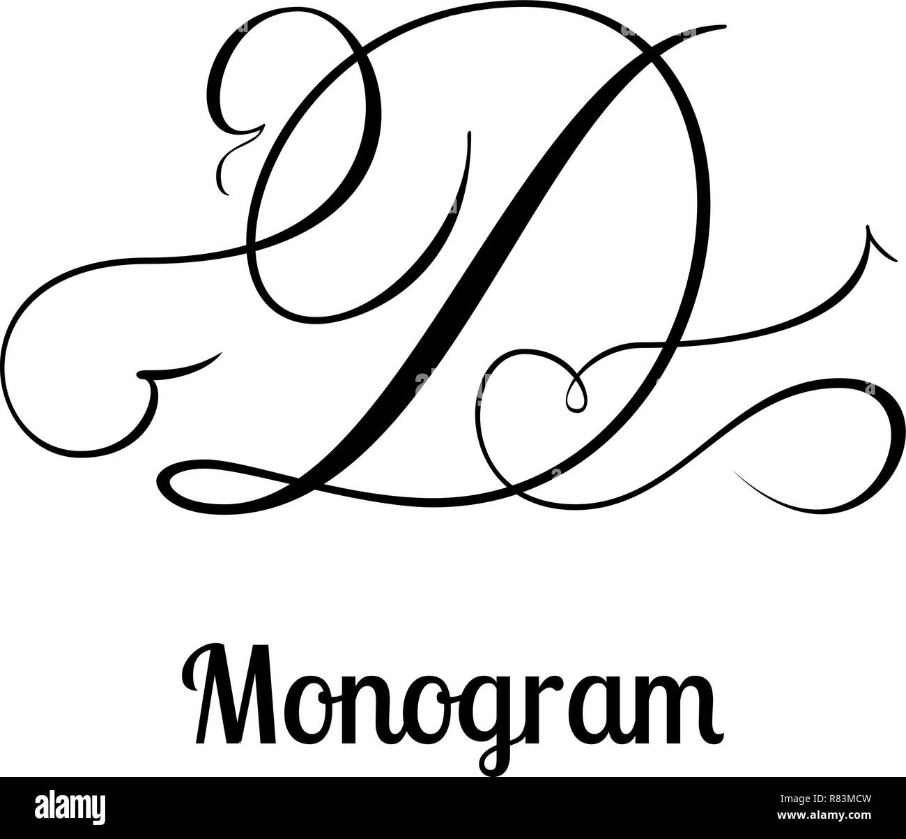 Classic emblem design - letter D calligraphy Stock Vector