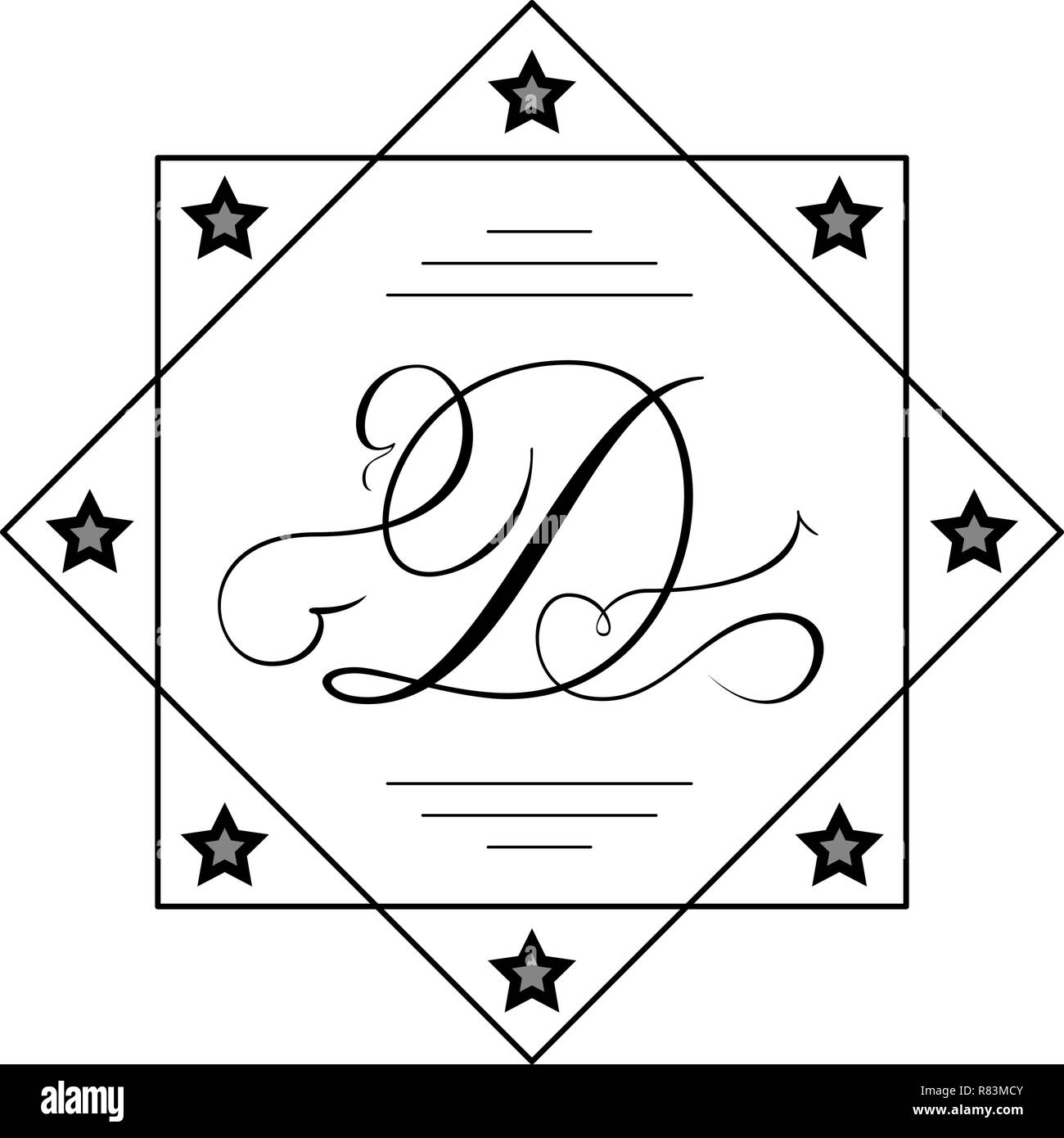 Stylish letter D emblem design Stock Vector
