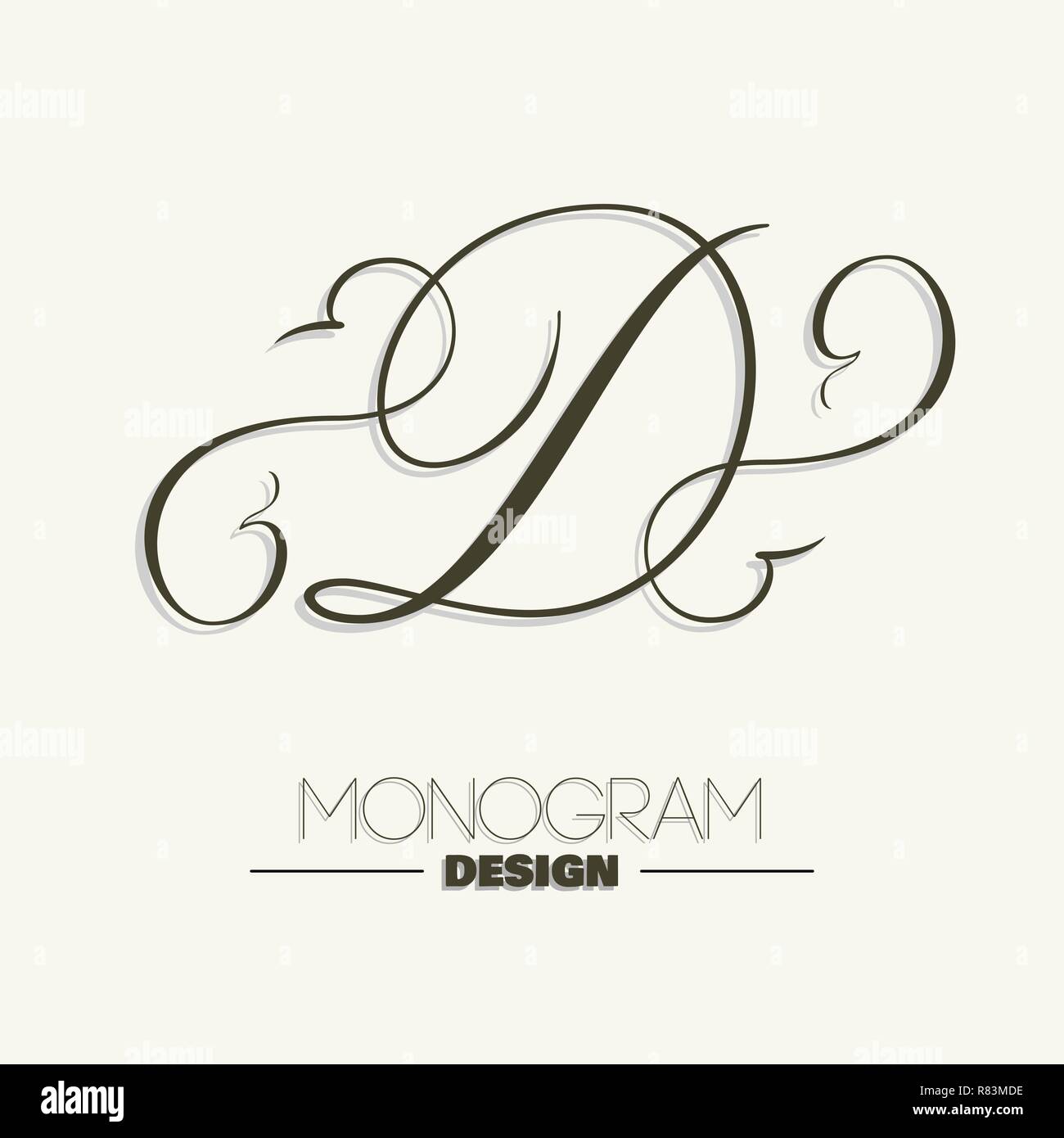 Elegant copperplate style letter D monogram Stock Vector Image & Art