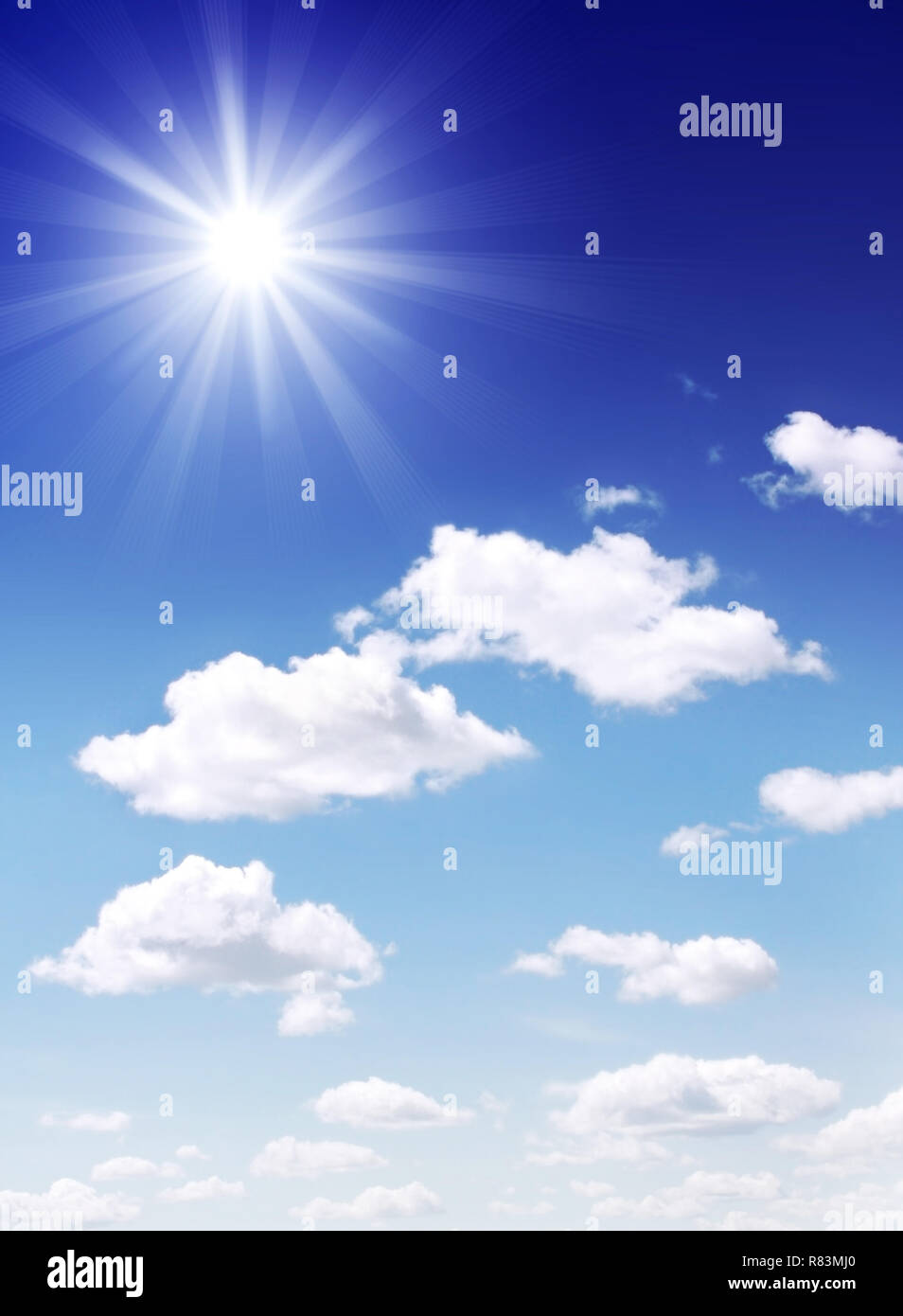 Bright sun in the blue sky Stock Photo - Alamy