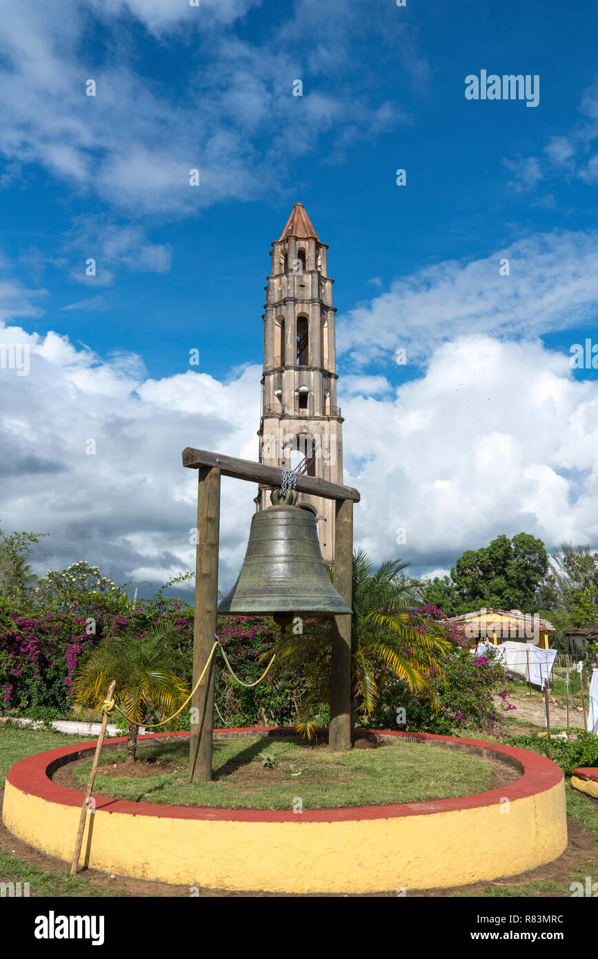 Manaca Iznaga Tower and bell in Valley of the Sugar Mills or Valle de los Ingenios, Trinidad, Cuba. Stock Photo