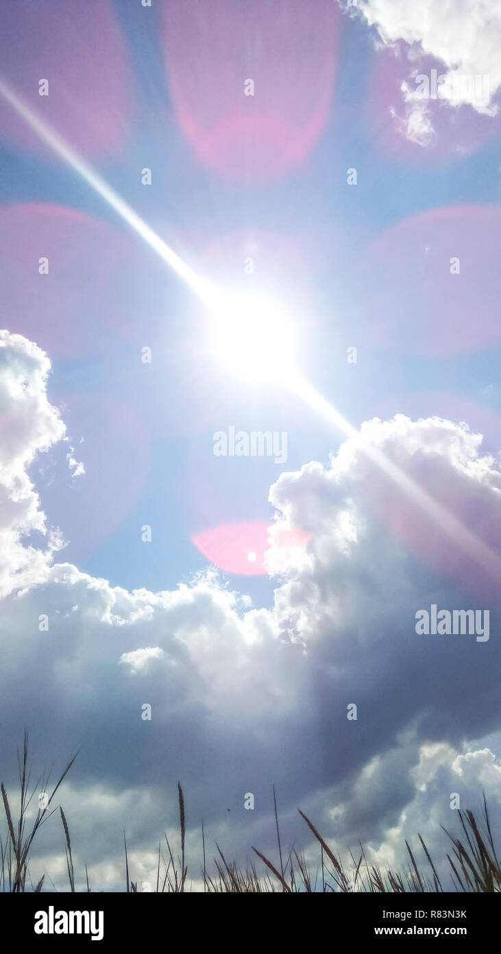 cumulus clouds like fluffy, white cotton balls on the blue sky