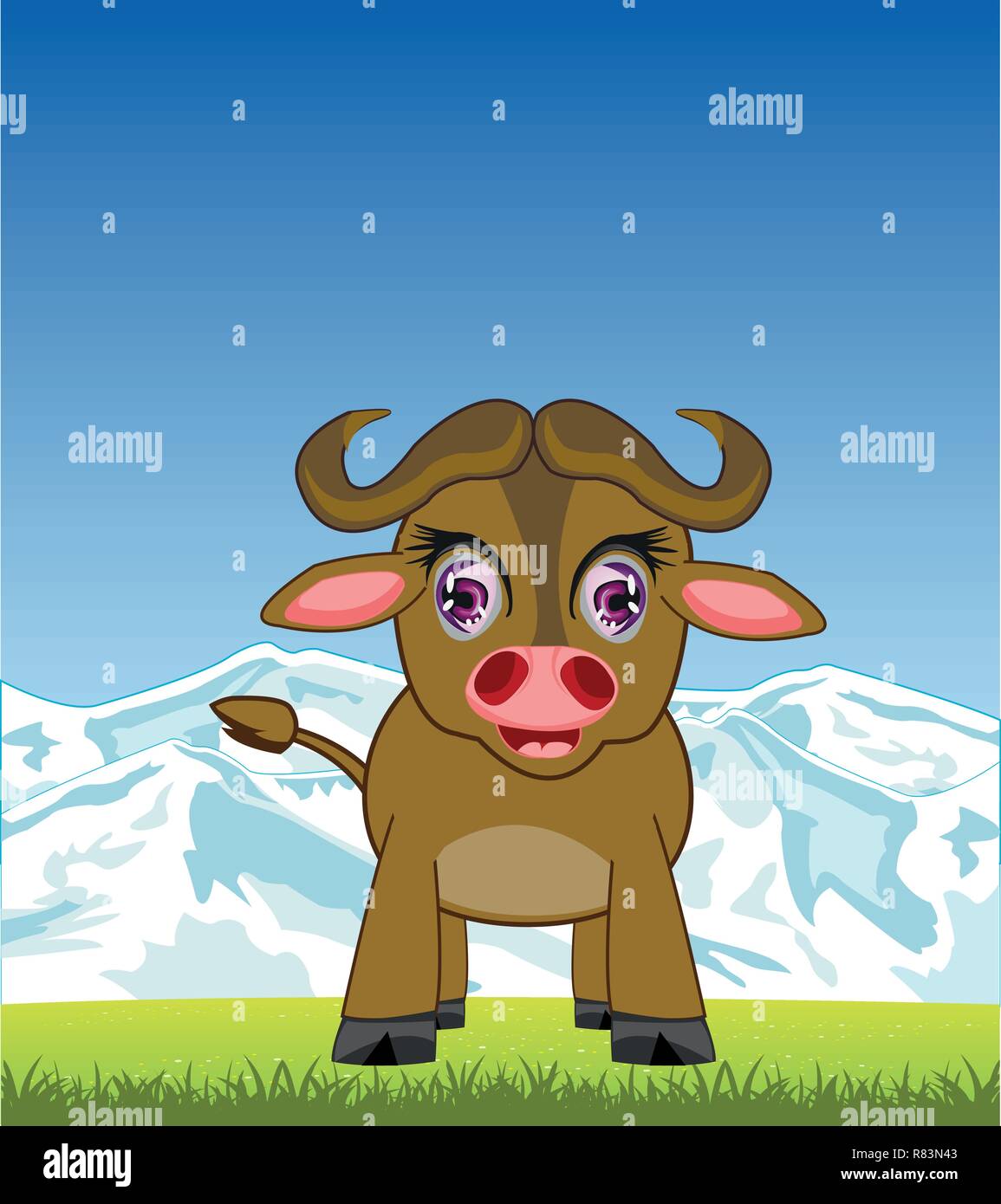 Buffalo and mountains Stock Vector Images - Alamy