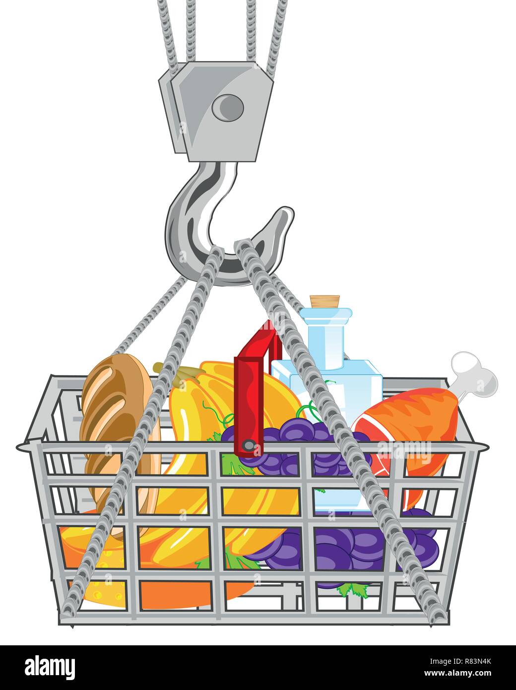 Basket with product on hook from tap Stock Vector