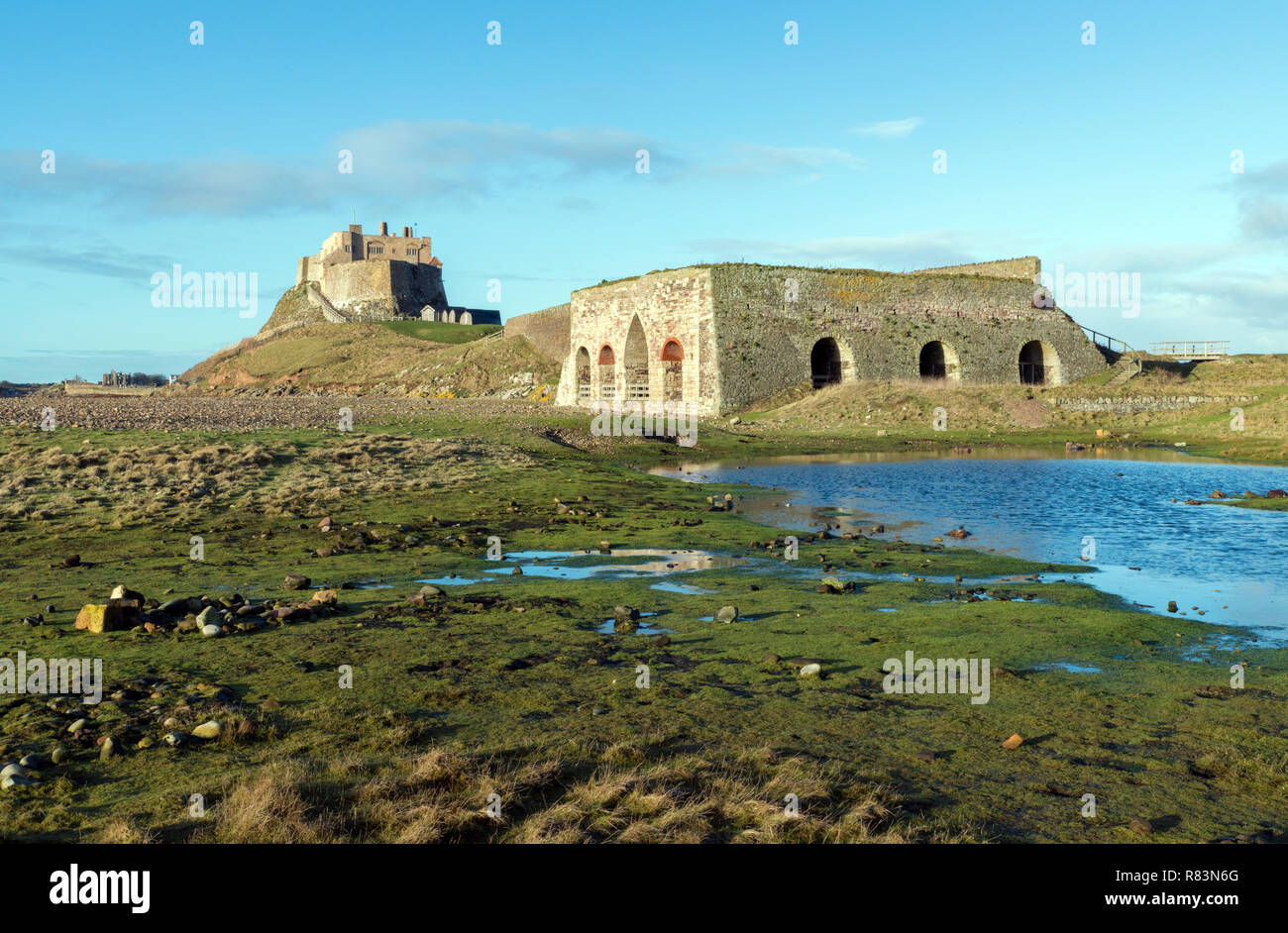 Castle Point Lime Kilns, Lindisfarne Castle, Northumberland Stock Photo