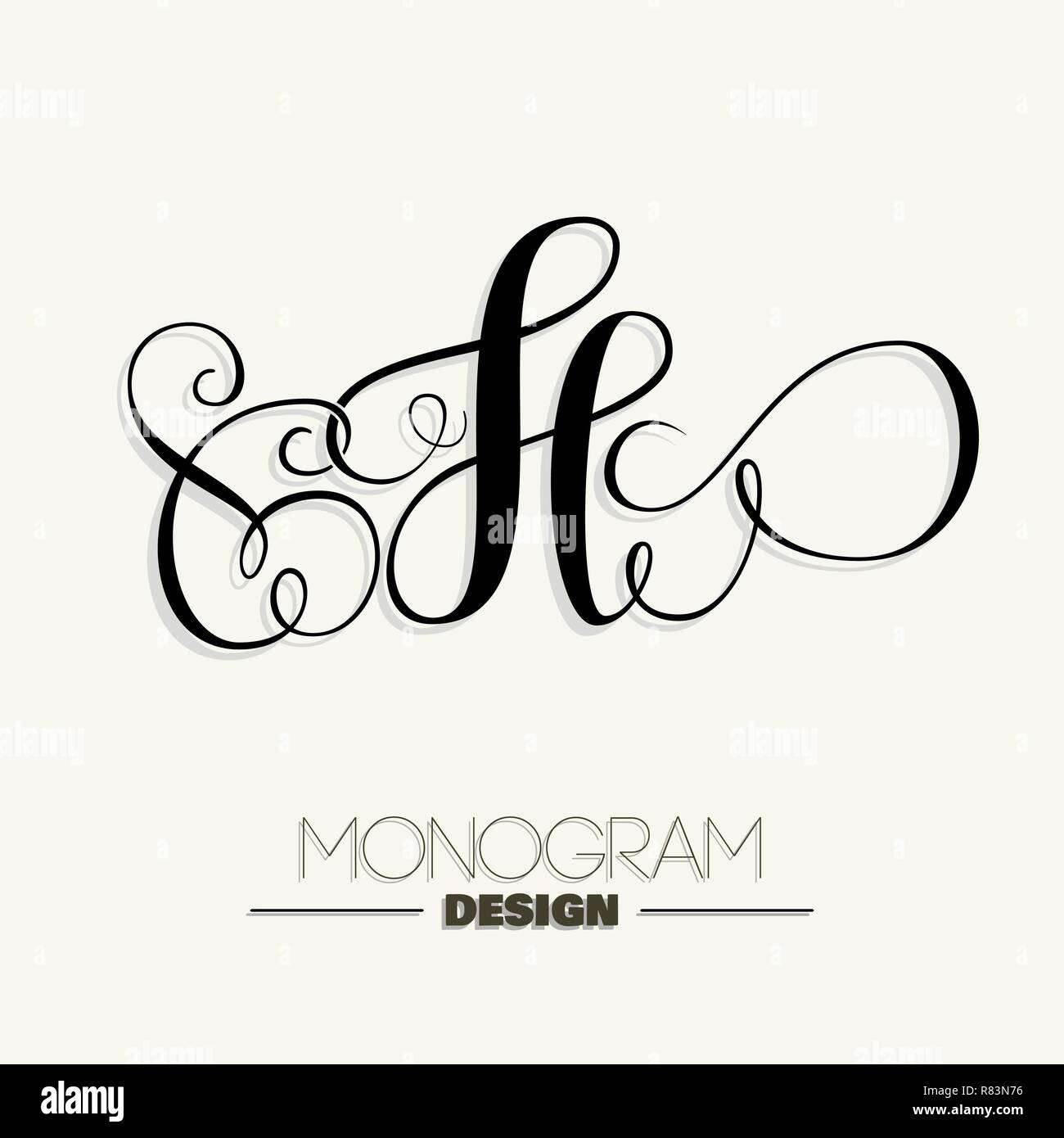 Letter H - calligraphy monogram design Stock Vector Image & Art - Alamy