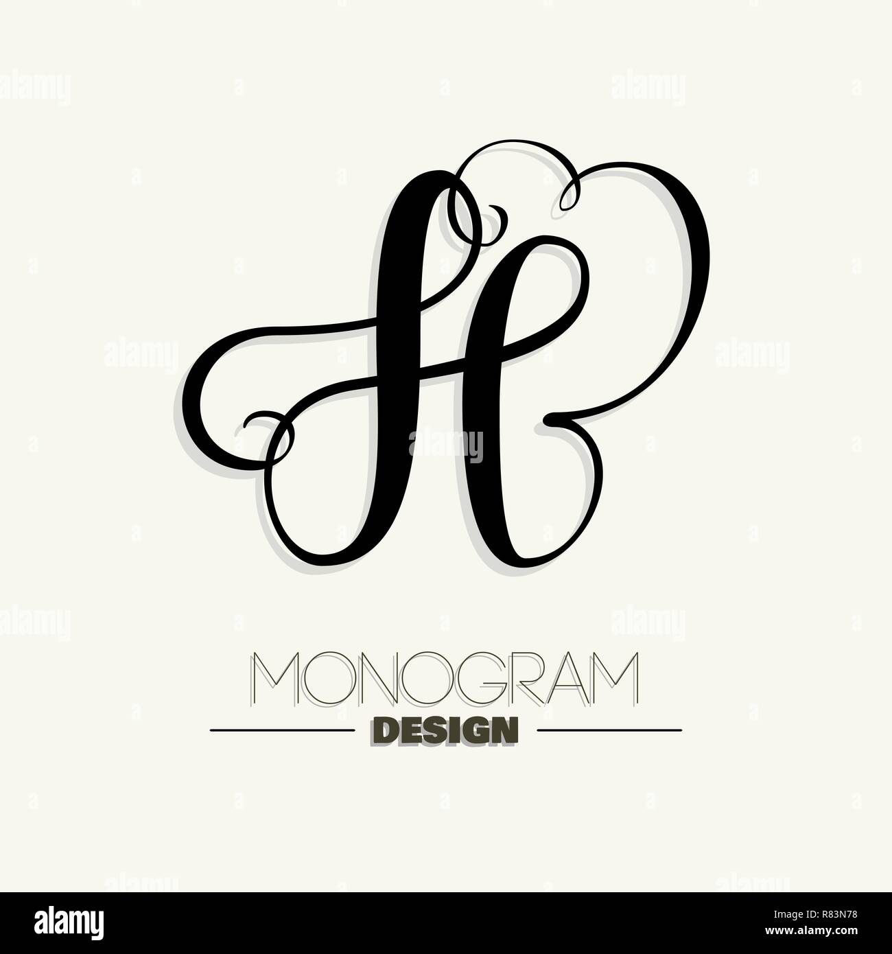 Letter H - Calligraphy Monogram Design Stock Vector Image & Art - Alamy