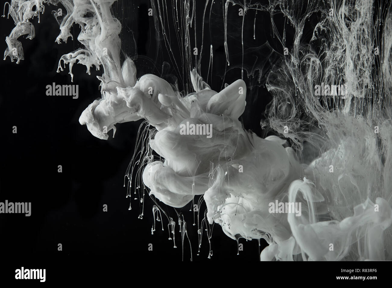Grey Acrylic Paint Splash In Water On Black Background Stock Photo Alamy
